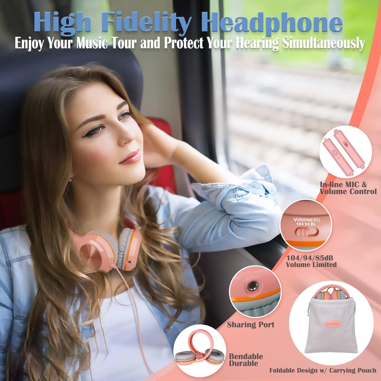 Auriculares Estéreo SIMOLIO con Micrófono y Limitador de Volumen