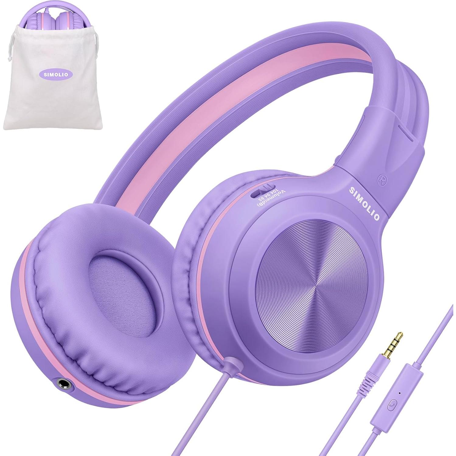Auriculares con cable SIMOLIO para niños con micrófono y protección auditiva