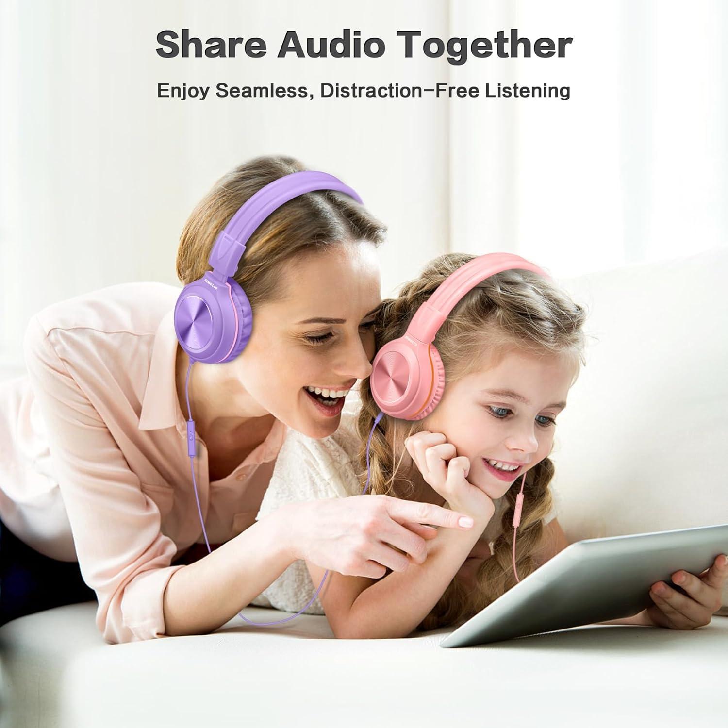 Auriculares con cable SIMOLIO para niños con micrófono y protección auditiva