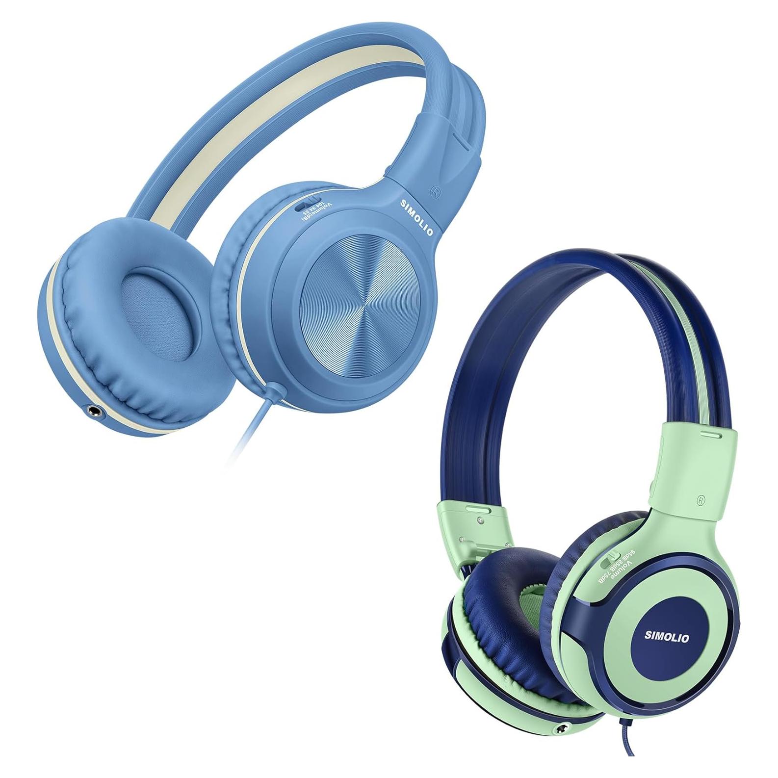 Auriculares Estéreo con Cable SIMOLIO para Niños y Adolescentes con Micrófono y Limitador de Volumen