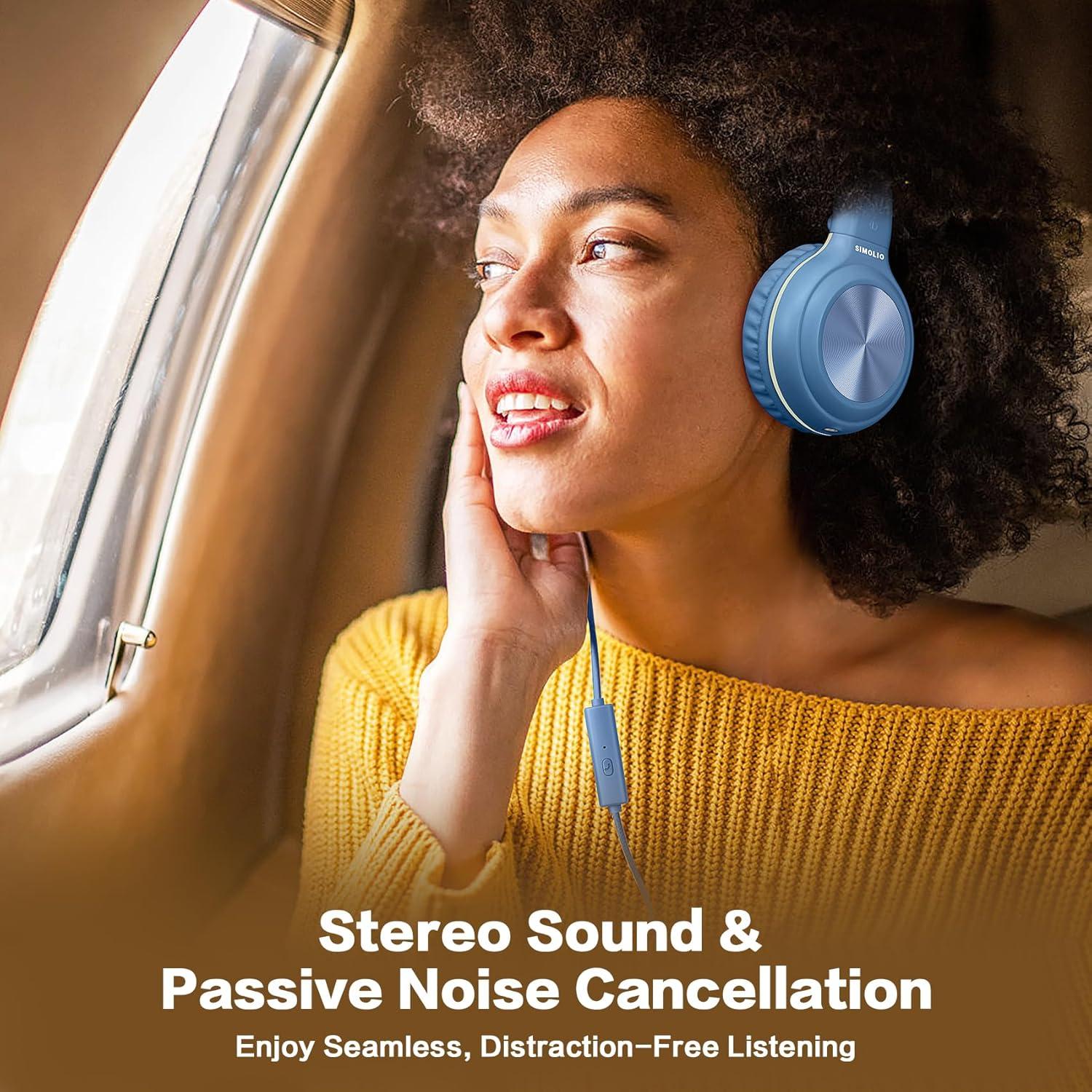 Auriculares Estéreo con Cable SIMOLIO para Niños y Adolescentes con Micrófono y Limitador de Volumen