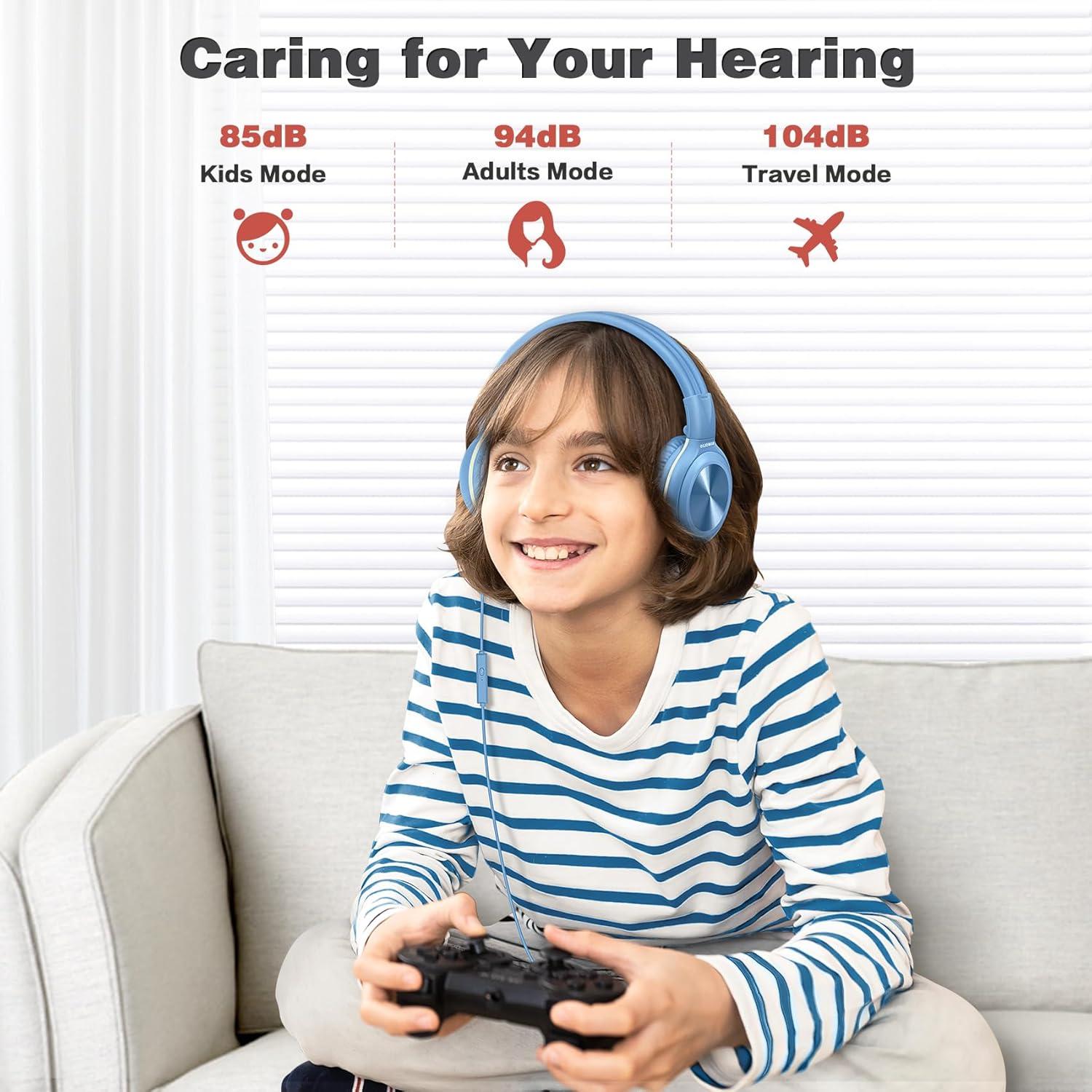 Auriculares Estéreo con Cable SIMOLIO para Niños y Adolescentes con Micrófono y Limitador de Volumen