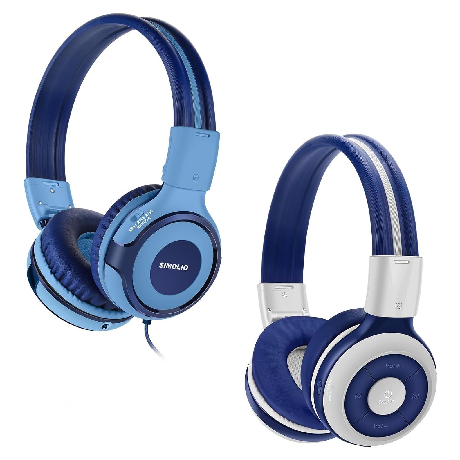 Auriculares para Niños SIMOLIO Bluetooth y Cable, Volumen Seguro