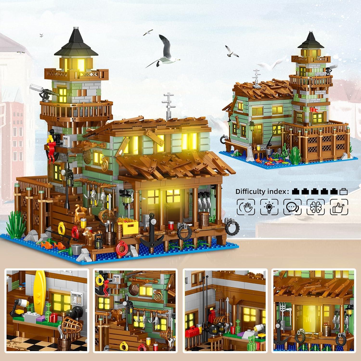 Juego de Construcción Casa de Pesca LED 1881 Piezas Shantou