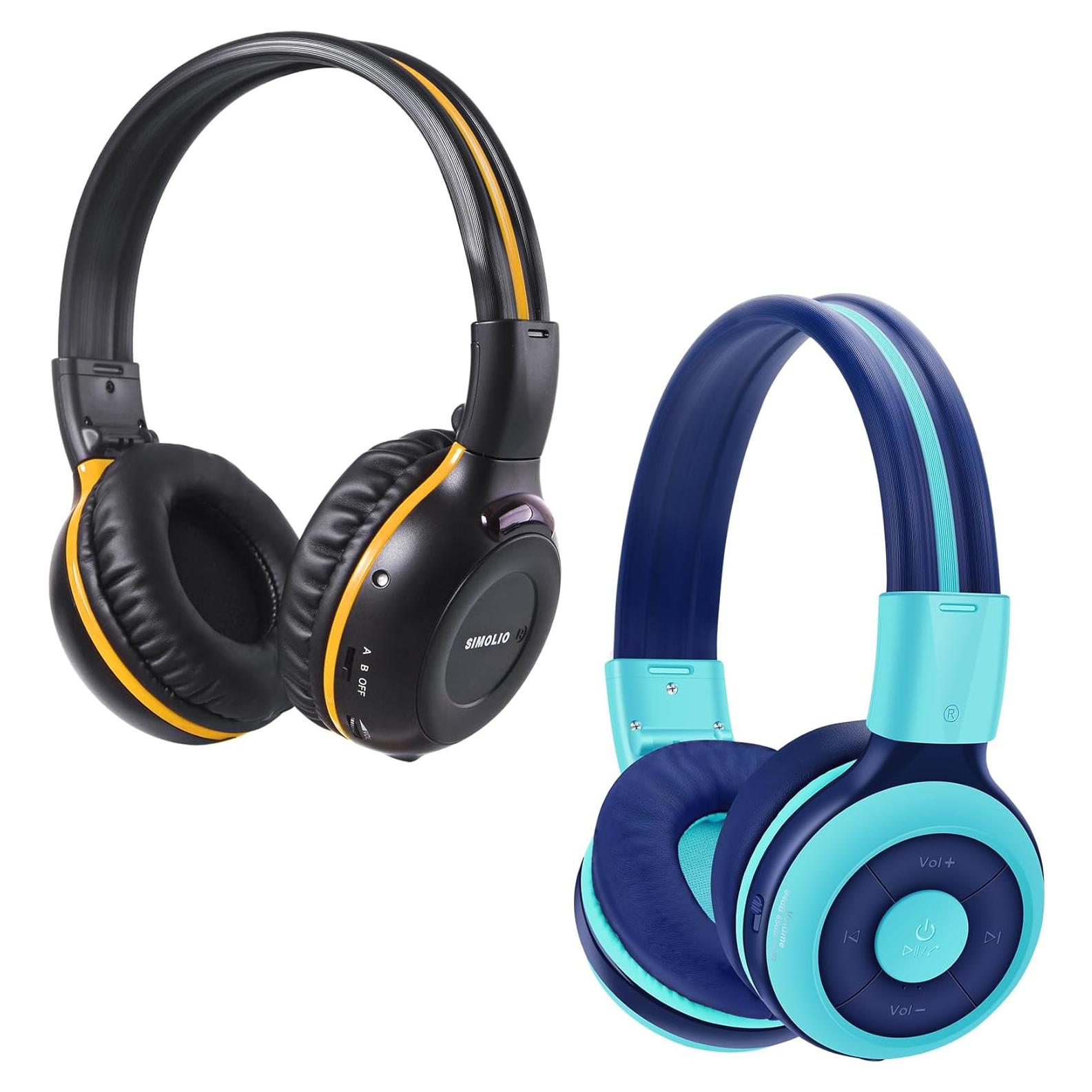 Auriculares Infrarrojos SIMOLIO para DVD de Coche y Bluetooth Niños