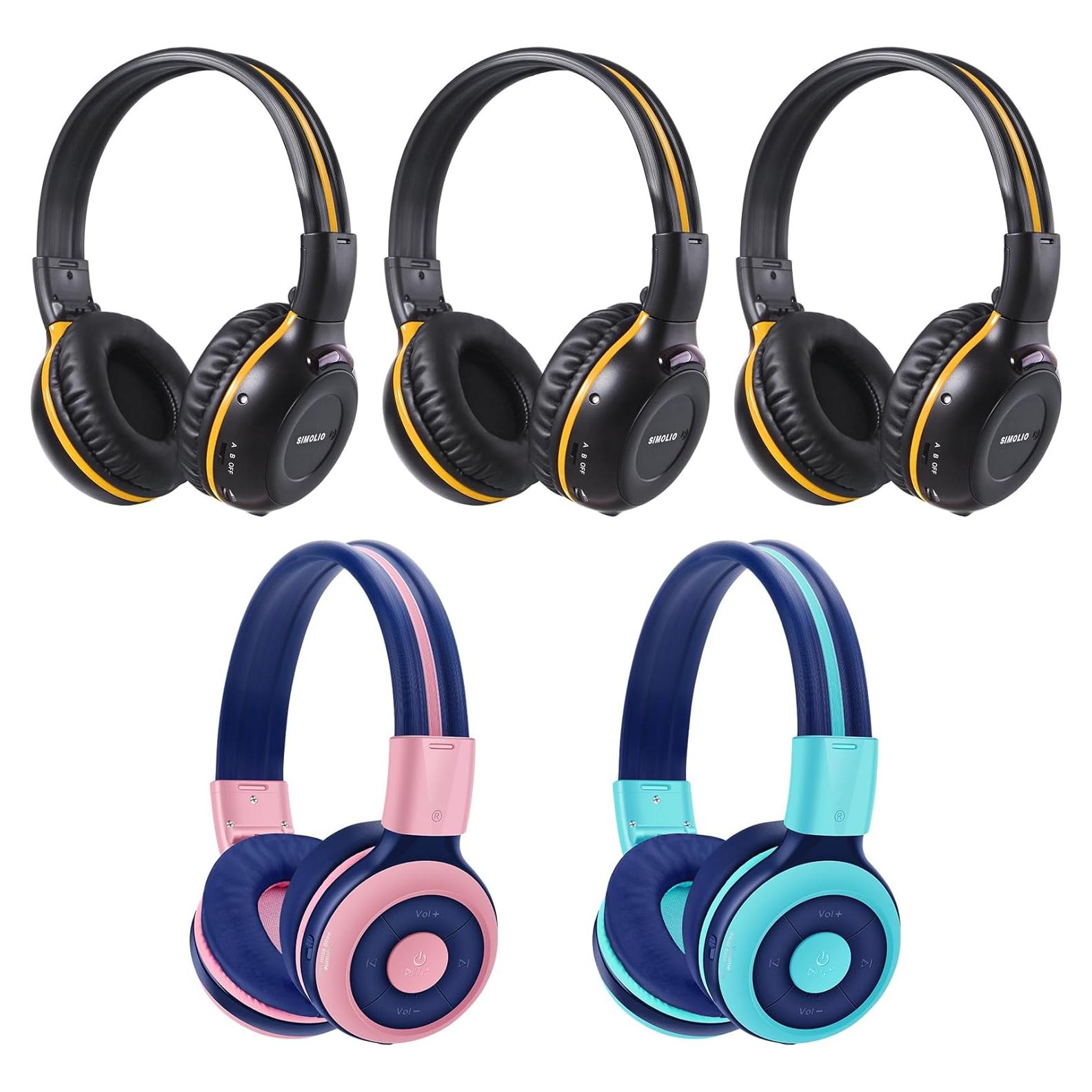 Auriculares Infrarrojos SIMOLIO para DVD de Coche y Bluetooth Niños