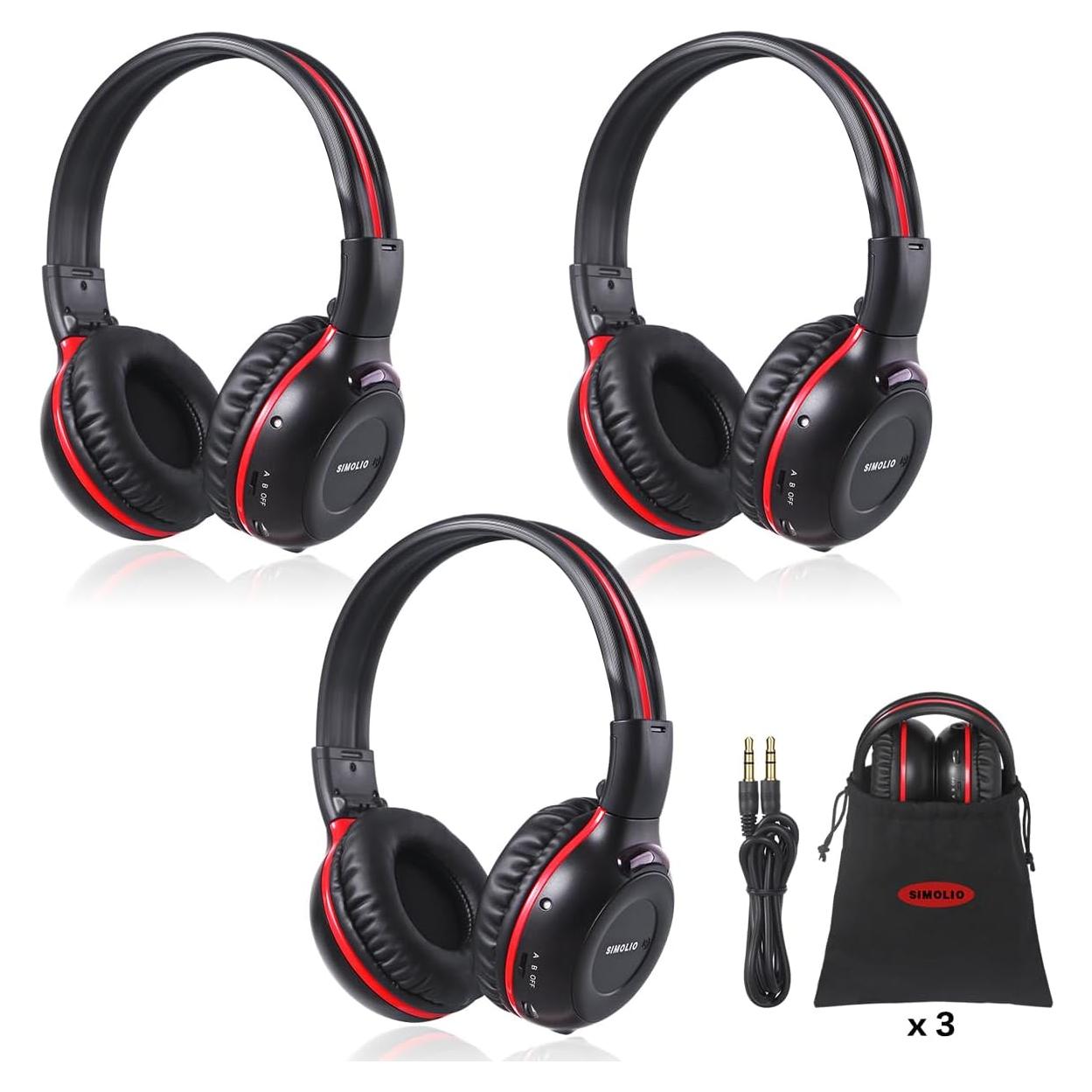 Auriculares Infrarrojos SIMOLIO para DVD de Coche - 3 Unidades