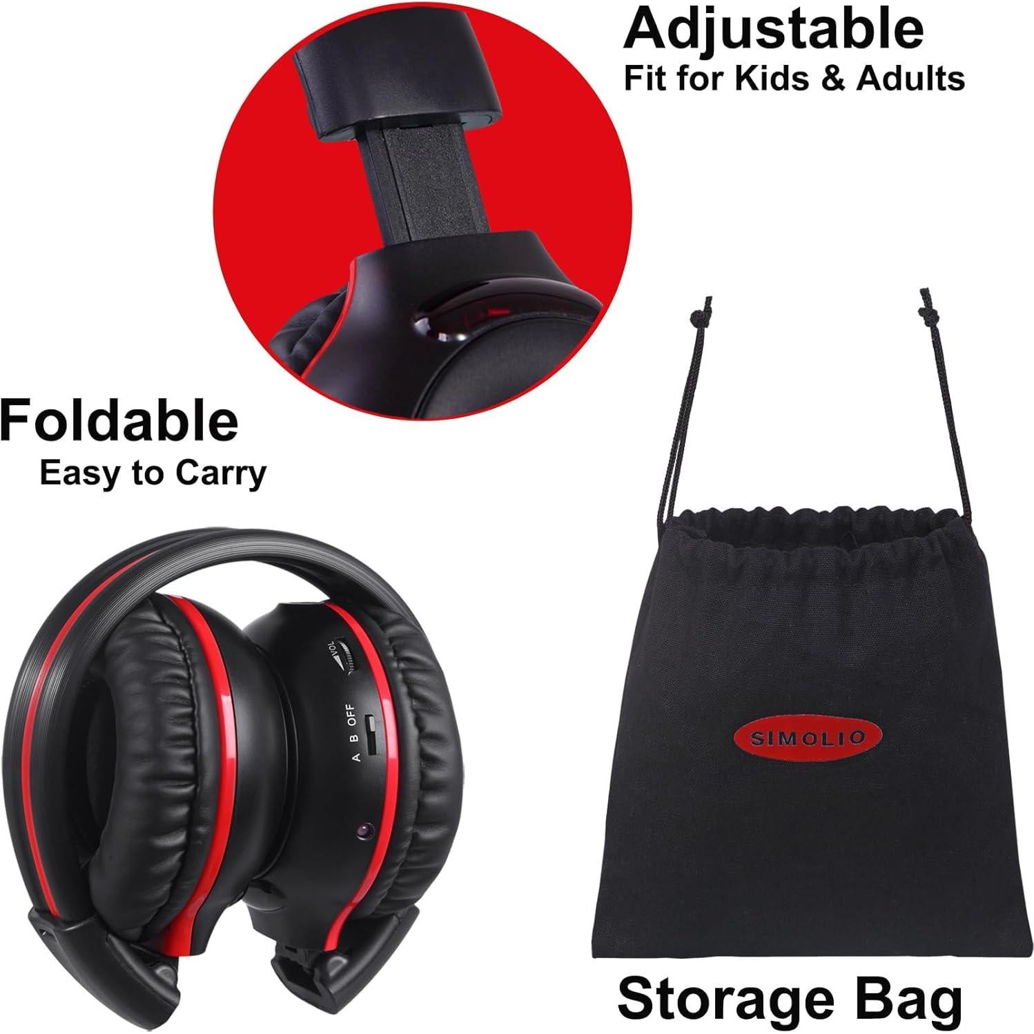 Auriculares Infrarrojos SIMOLIO para DVD de Coche - 3 Unidades