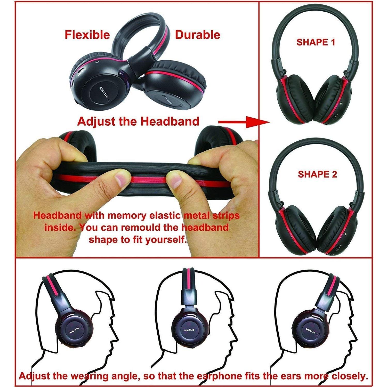 Auriculares Infrarrojos SIMOLIO para DVD de Coche - 3 Unidades