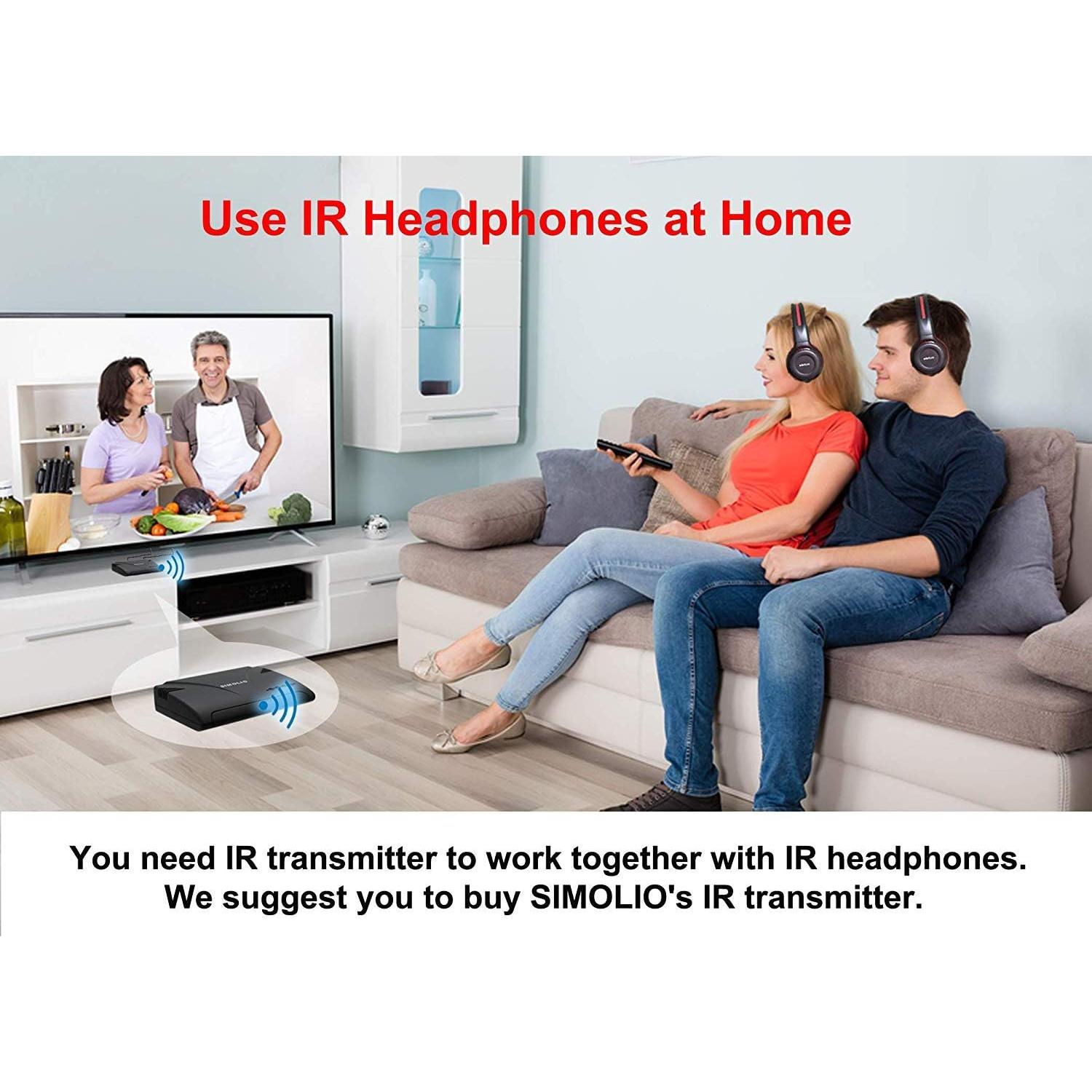 Auriculares Inalámbricos IR SIMOLIO con Transmisor para TV y Coche