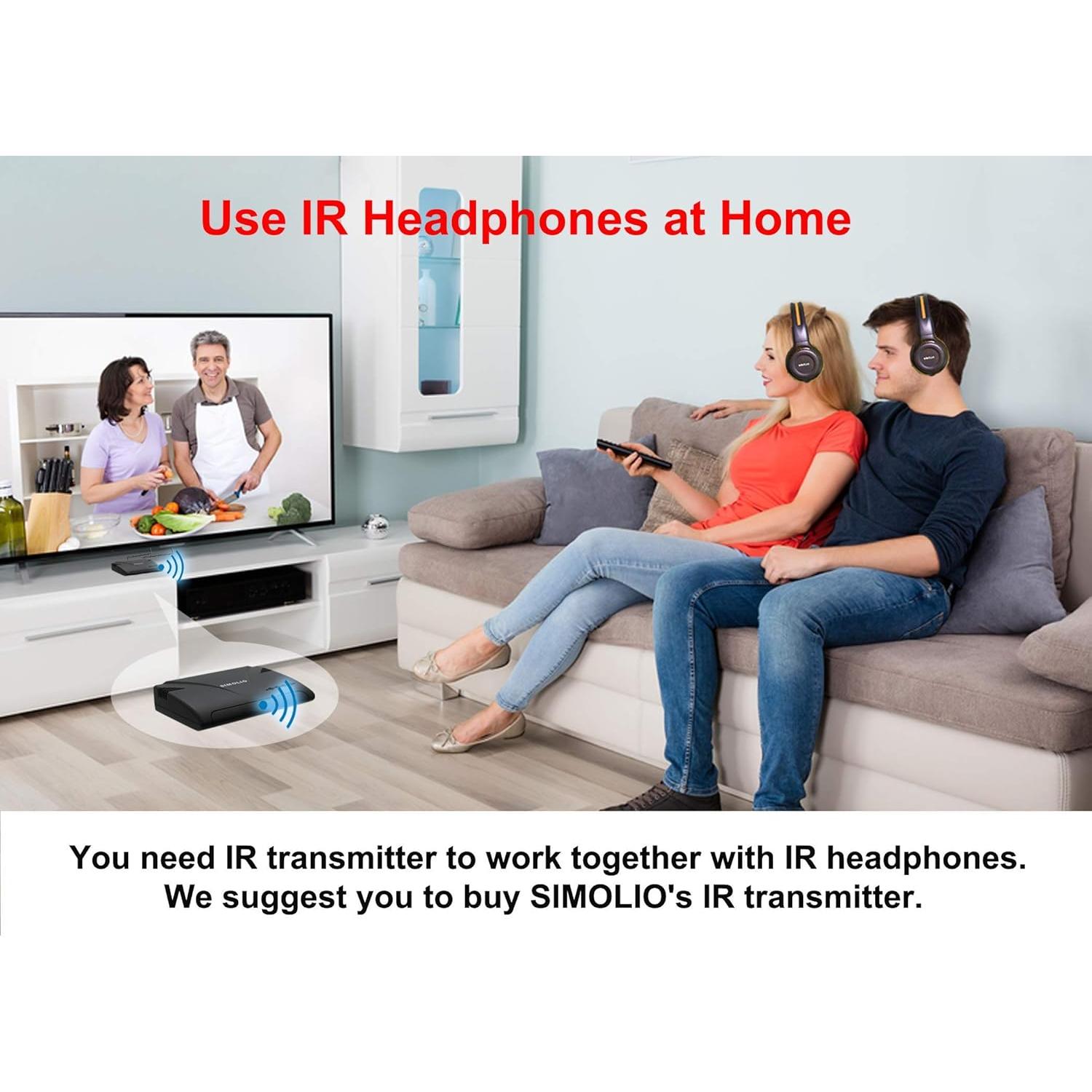 Auriculares Infrarrojos Inalámbricos SIMOLIO + Adaptador Bluetooth AUX