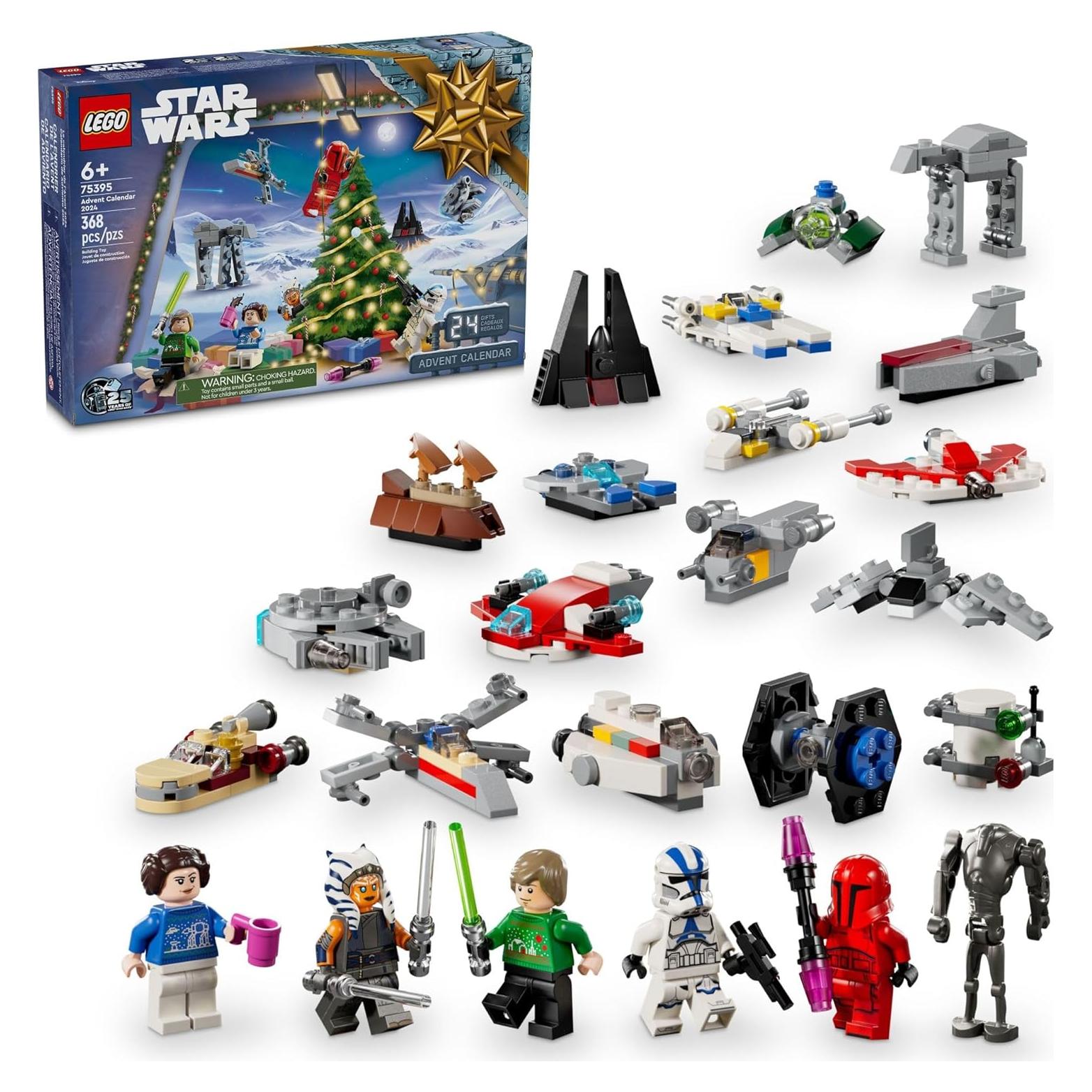Star Wars Advent Calendar 2024 for Kids - Christmas Advent Calendar W/ 18 Mini Builds & 5 Minifigures, Ages 6+ - Gift Idea for Boys & Girls - 75395