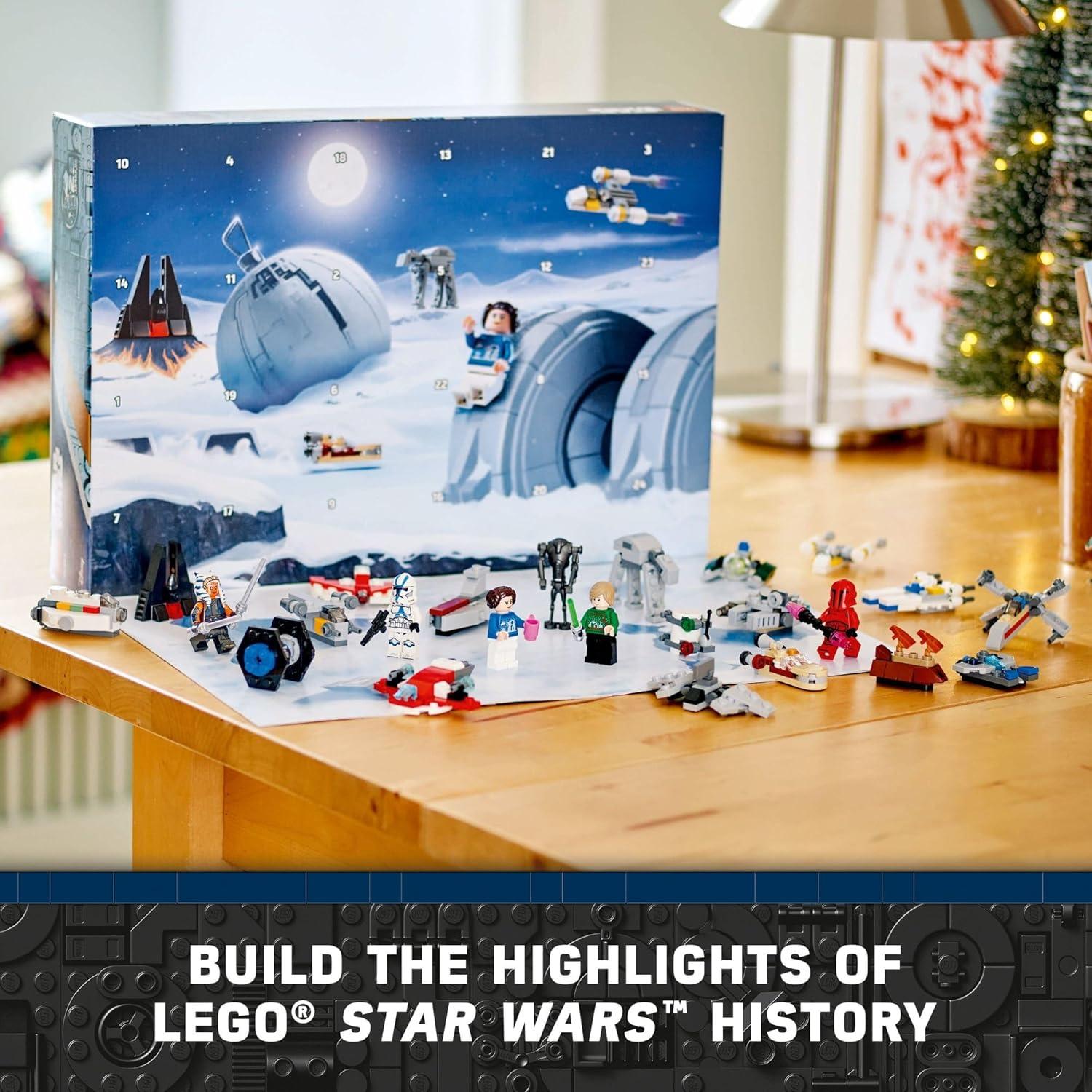 Star Wars Advent Calendar 2024 for Kids - Christmas Advent Calendar W/ 18 Mini Builds & 5 Minifigures, Ages 6+ - Gift Idea for Boys & Girls - 75395