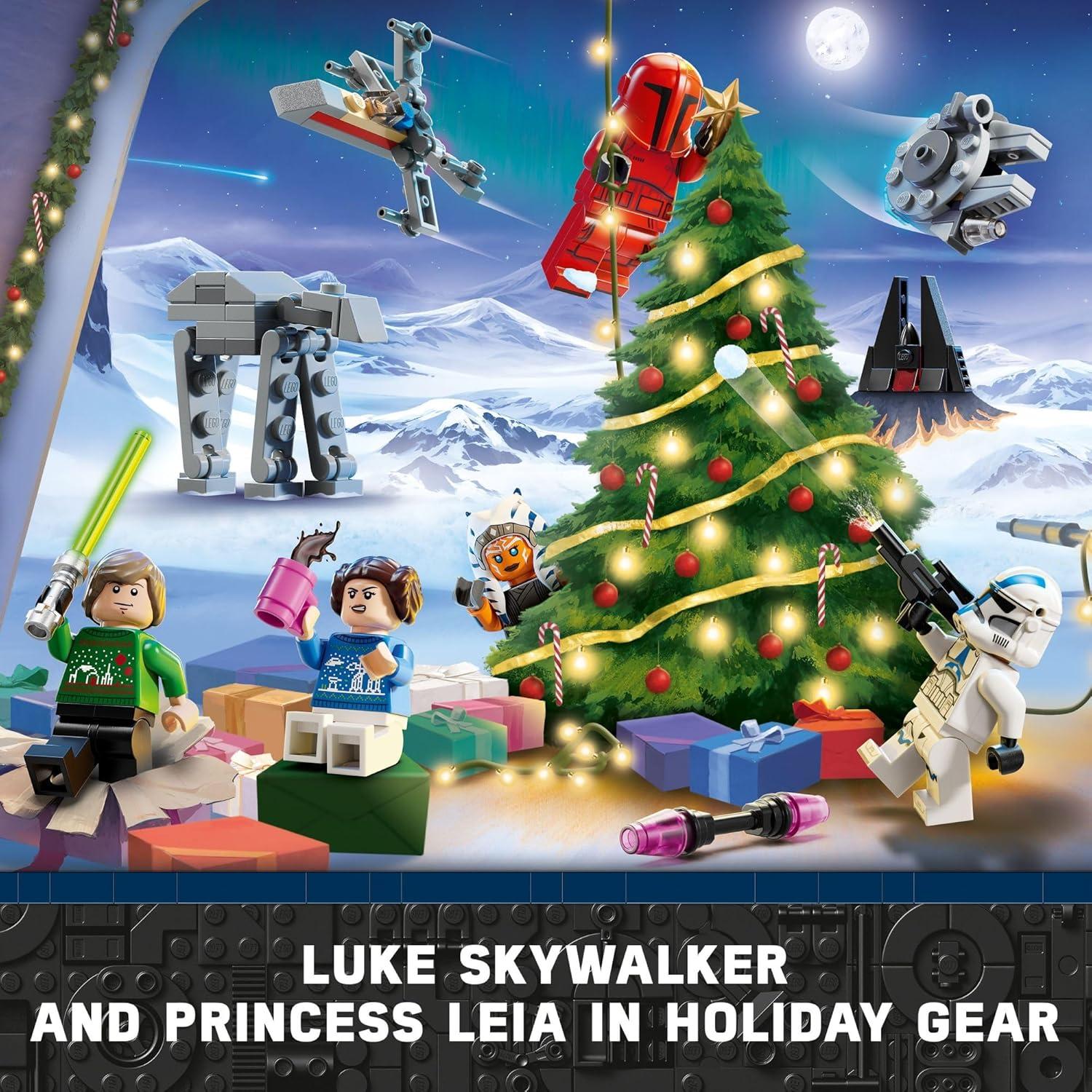 Star Wars Advent Calendar 2024 for Kids - Christmas Advent Calendar W/ 18 Mini Builds & 5 Minifigures, Ages 6+ - Gift Idea for Boys & Girls - 75395