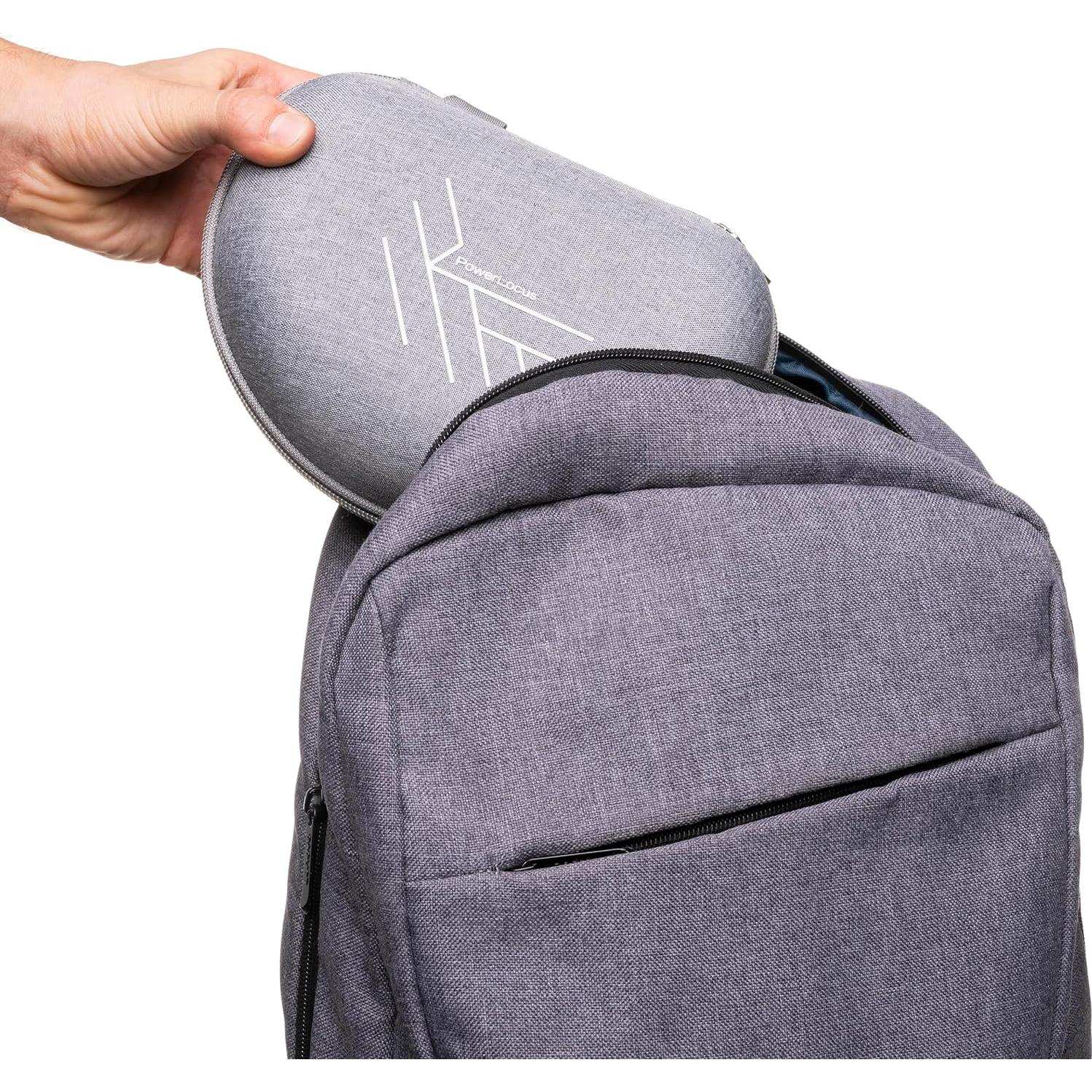 PowerLocus Bluetooth Headphones Over Ear, Foldable Headphones Wireless, Micro SD/TF, FM Radio for Travel/Tablets/PC (Blue and Grey Carry Case)