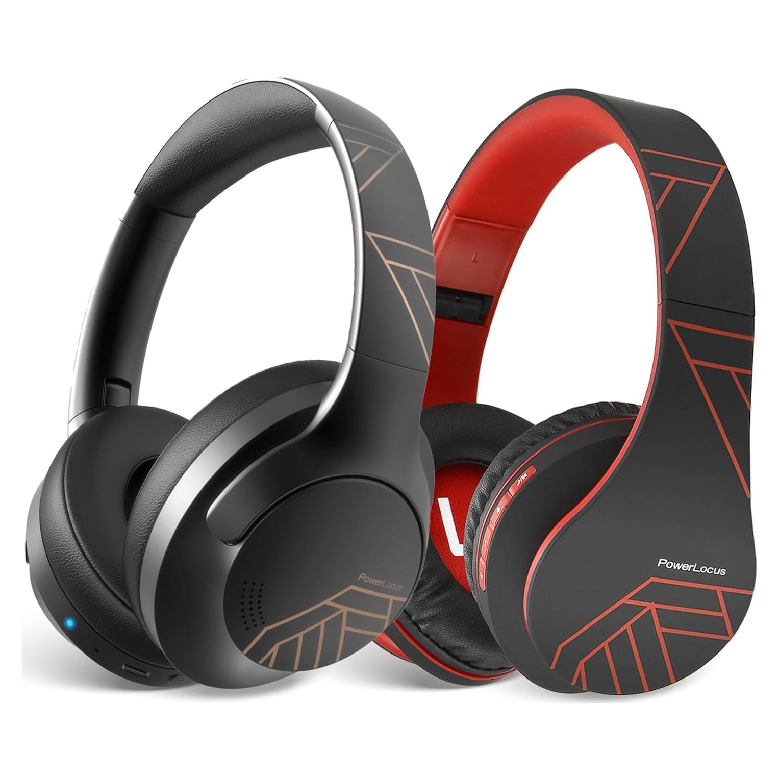 PowerLocus P3 Black x P2 Red Wireless Headphones Over Ear