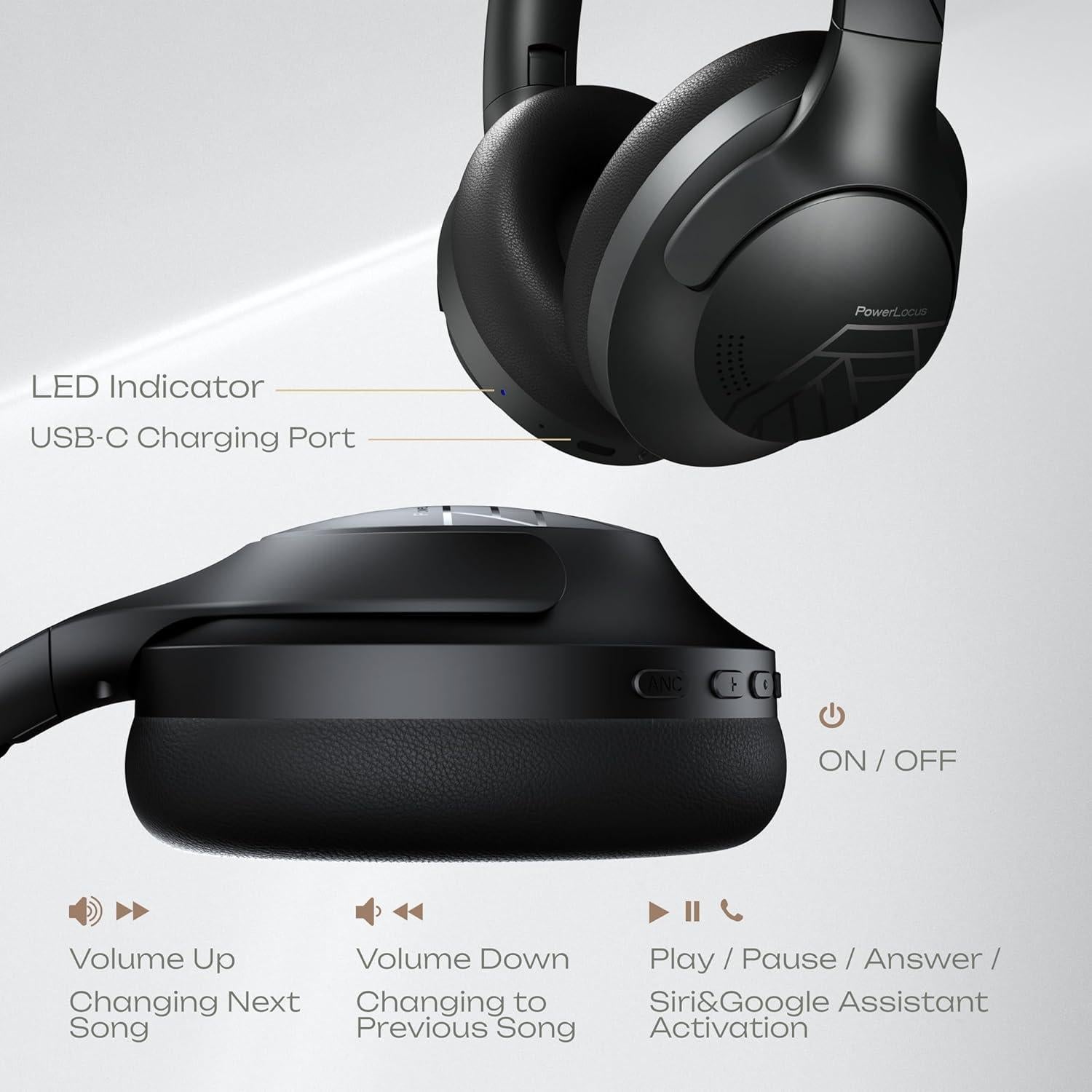 PowerLocus P3 Black x P2 Red Wireless Headphones Over Ear