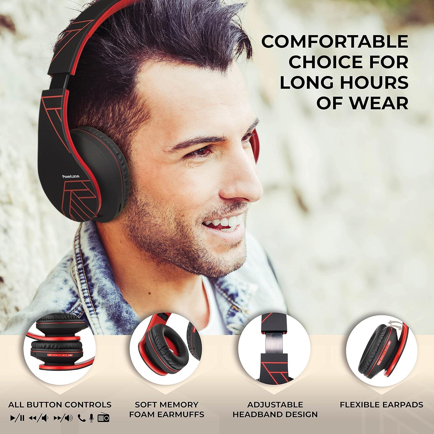 PowerLocus P3 Black x P2 Red Wireless Headphones Over Ear