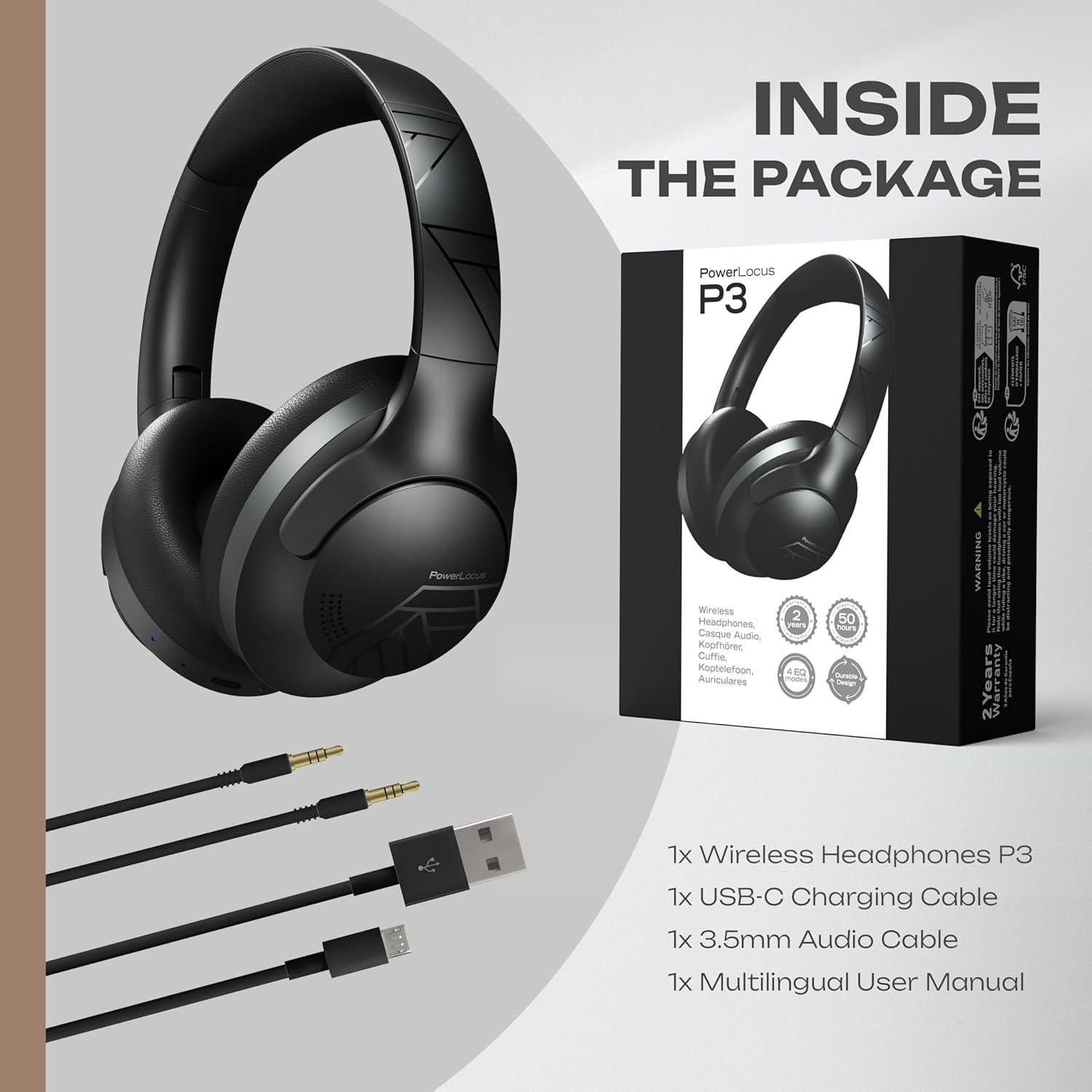 PowerLocus P3 Black x P2 Red Wireless Headphones Over Ear