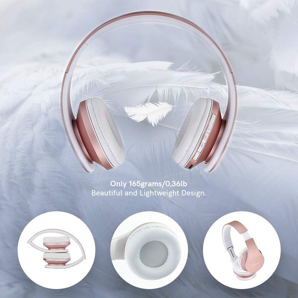 Auriculares Bluetooth PowerLocus Rosa Oro Plegables 25h Batería