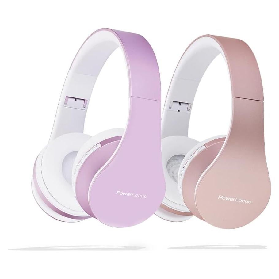 Rose Gold Bluetooth Headphones with White/Purple Bluetooth Headphones