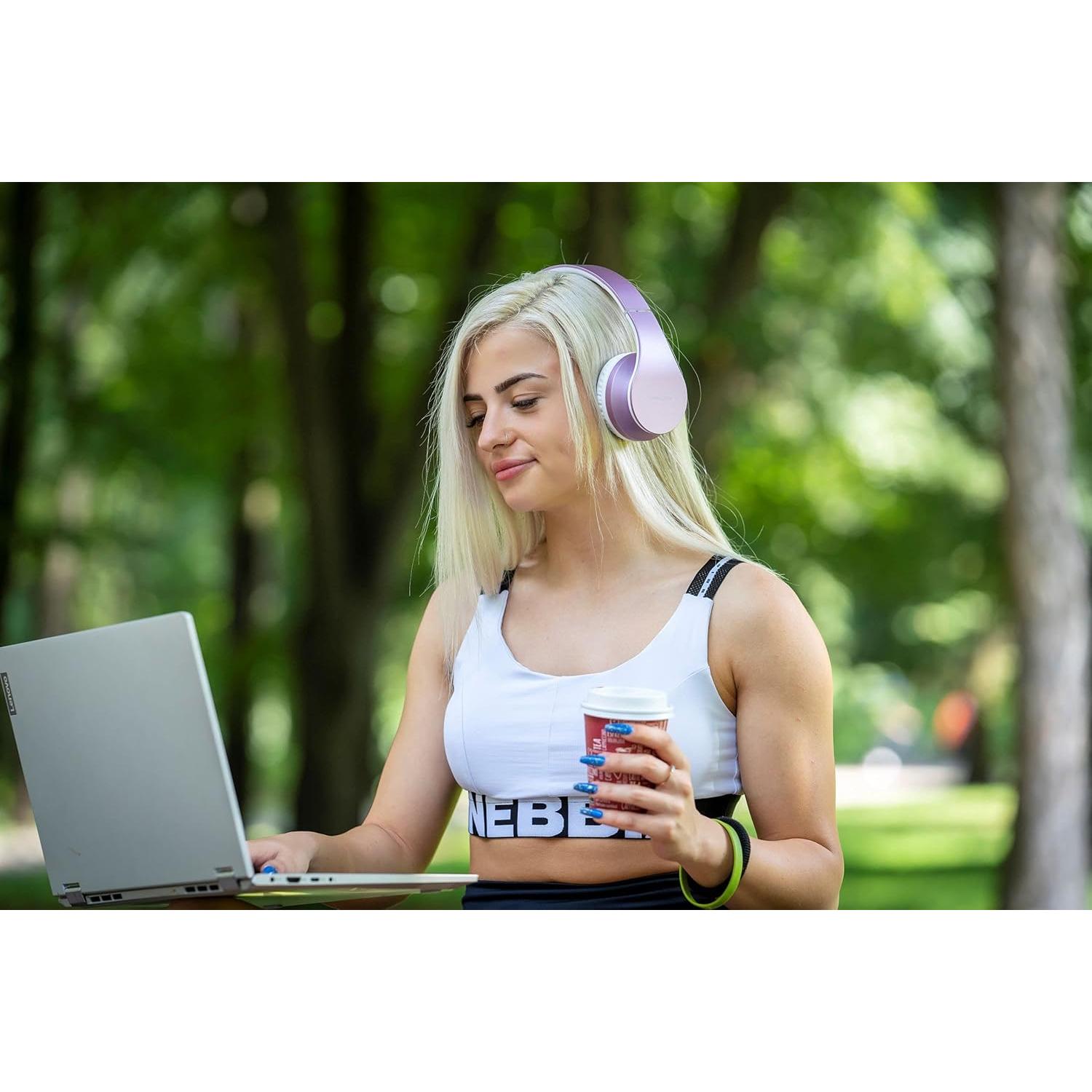 Rose Gold Bluetooth Headphones with White/Purple Bluetooth Headphones