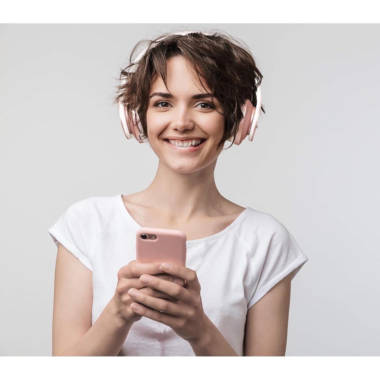 Rose Gold Bluetooth Headphones with White/Purple Bluetooth Headphones