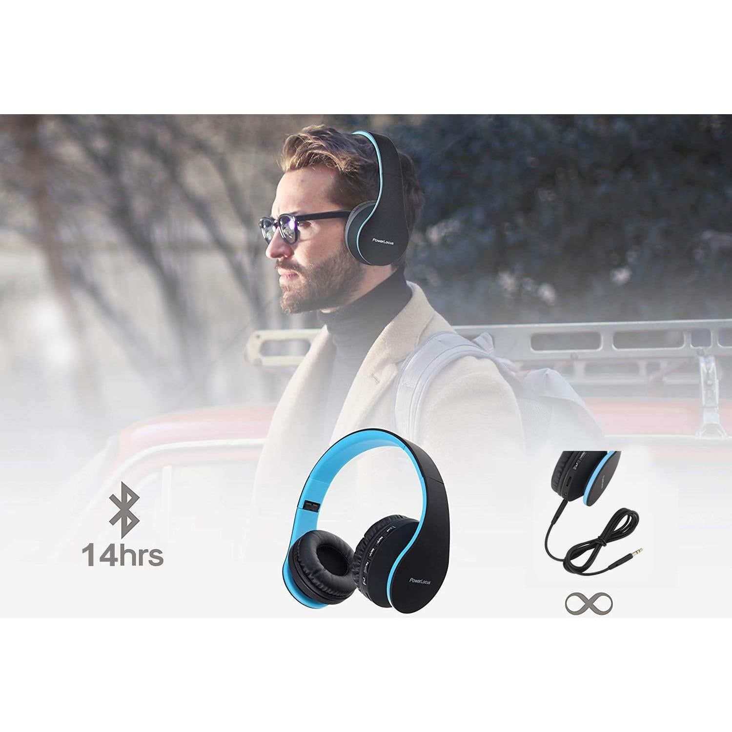Auriculares Bluetooth PowerLocus Rosa Oro y Negro/Azul Inalámbricos