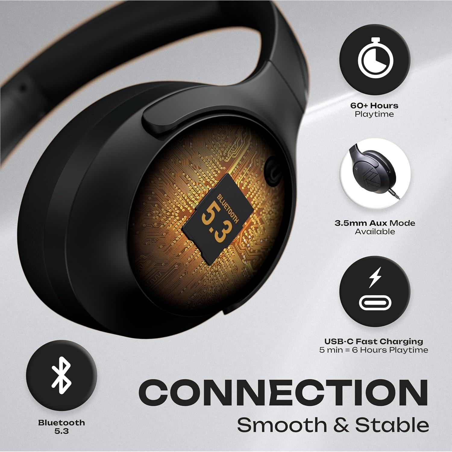 Auriculares Bluetooth PowerLocus Boom sobre la oreja 60H Hi-Fi