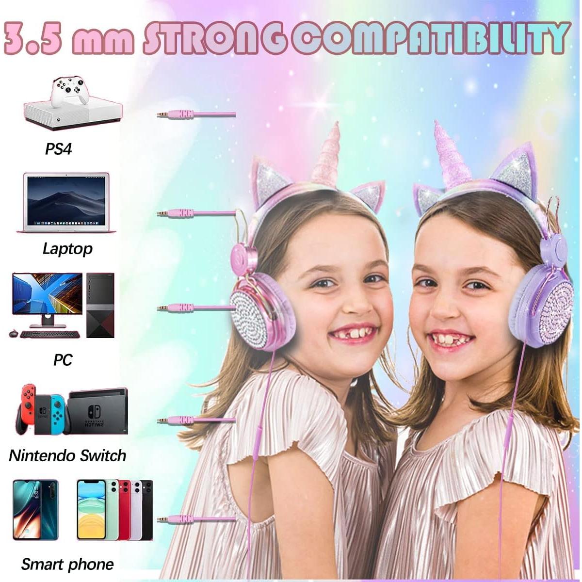 Auriculares SVYHUOK Unicornio con Micrófono 3.5mm para Niños