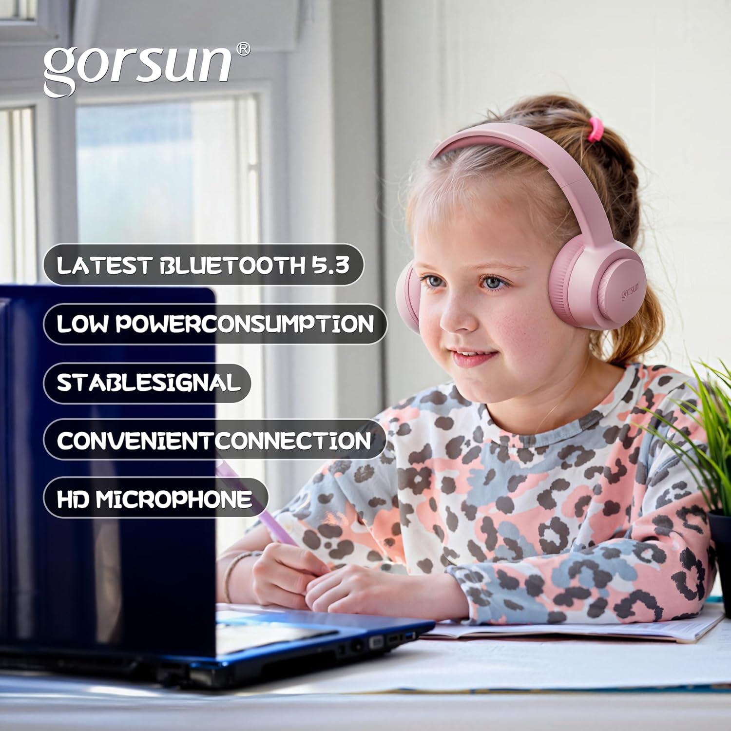 Auriculares Bluetooth gorsun E65 para Niños 85dBA Rosa