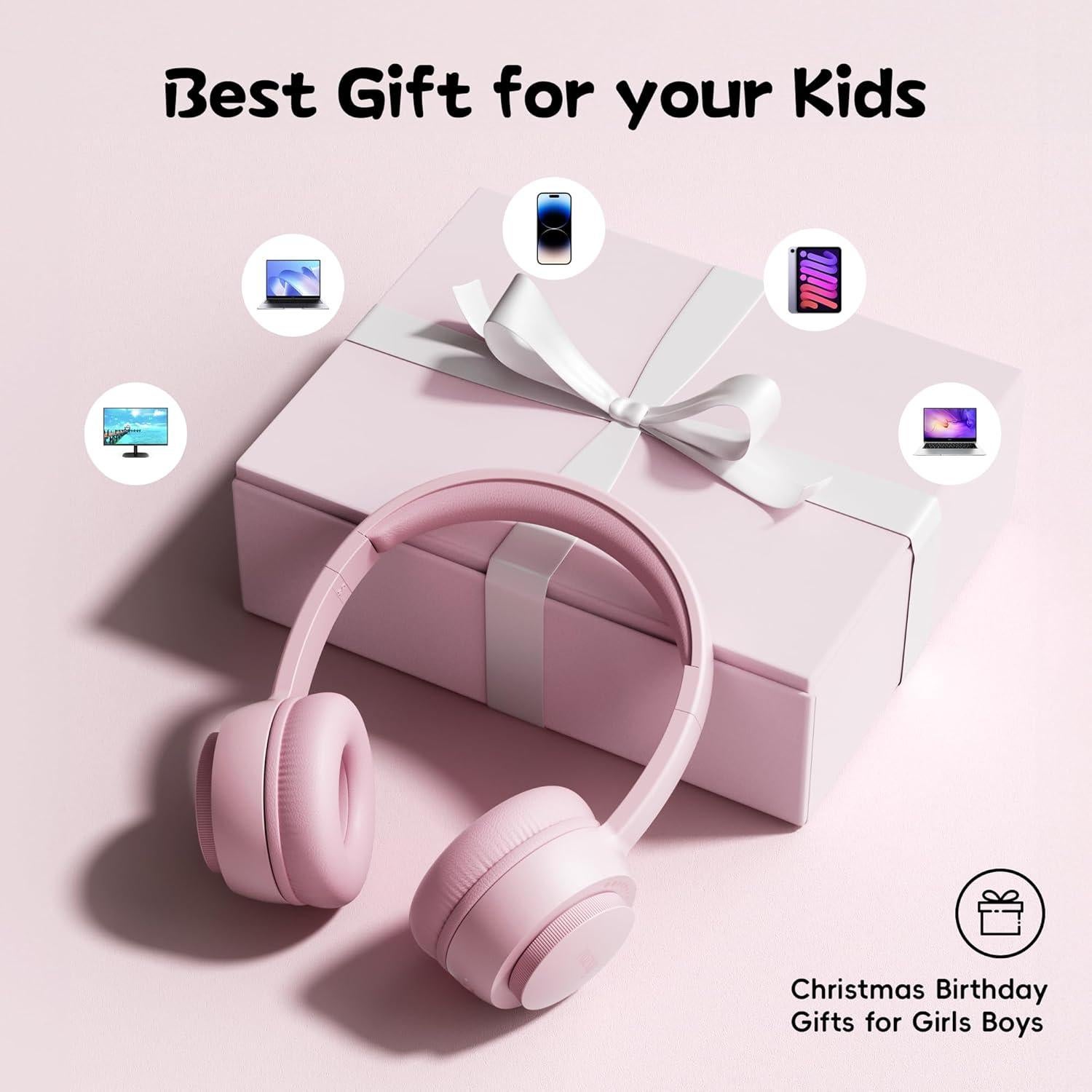 Auriculares Bluetooth gorsun E65 para Niños 85dBA Rosa