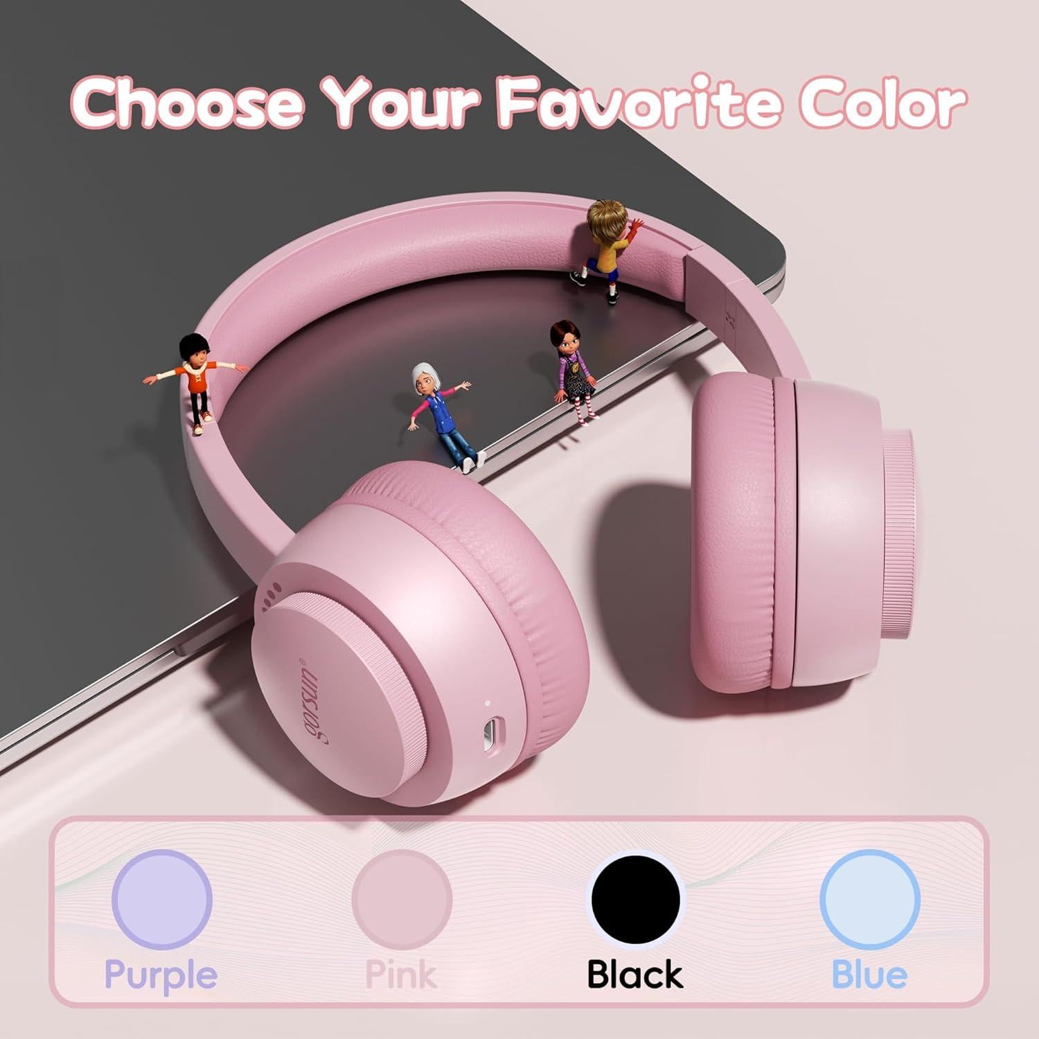 Auriculares Bluetooth gorsun E65 para Niños 85dBA Rosa