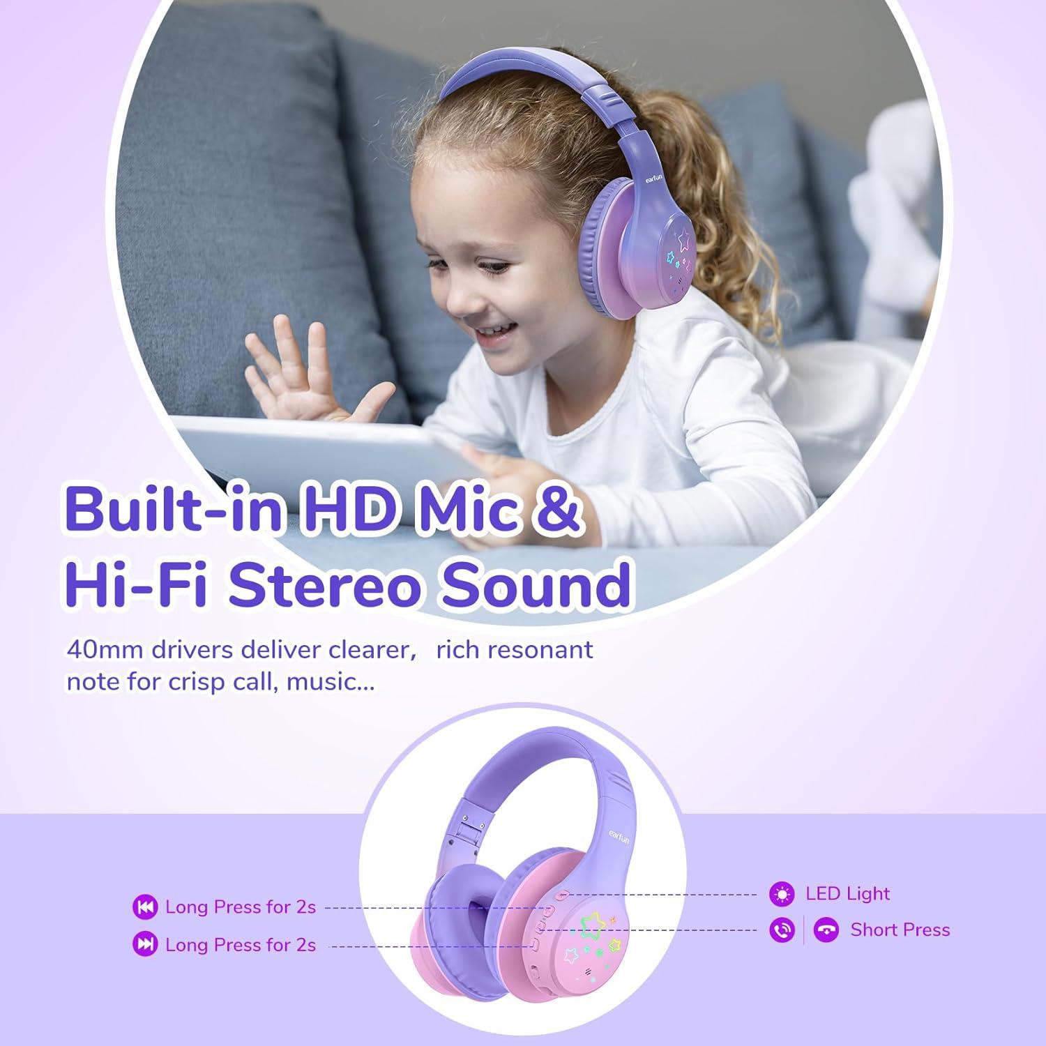 Auriculares Bluetooth EarFun K4 Niños Inalámbricos 90H Violeta