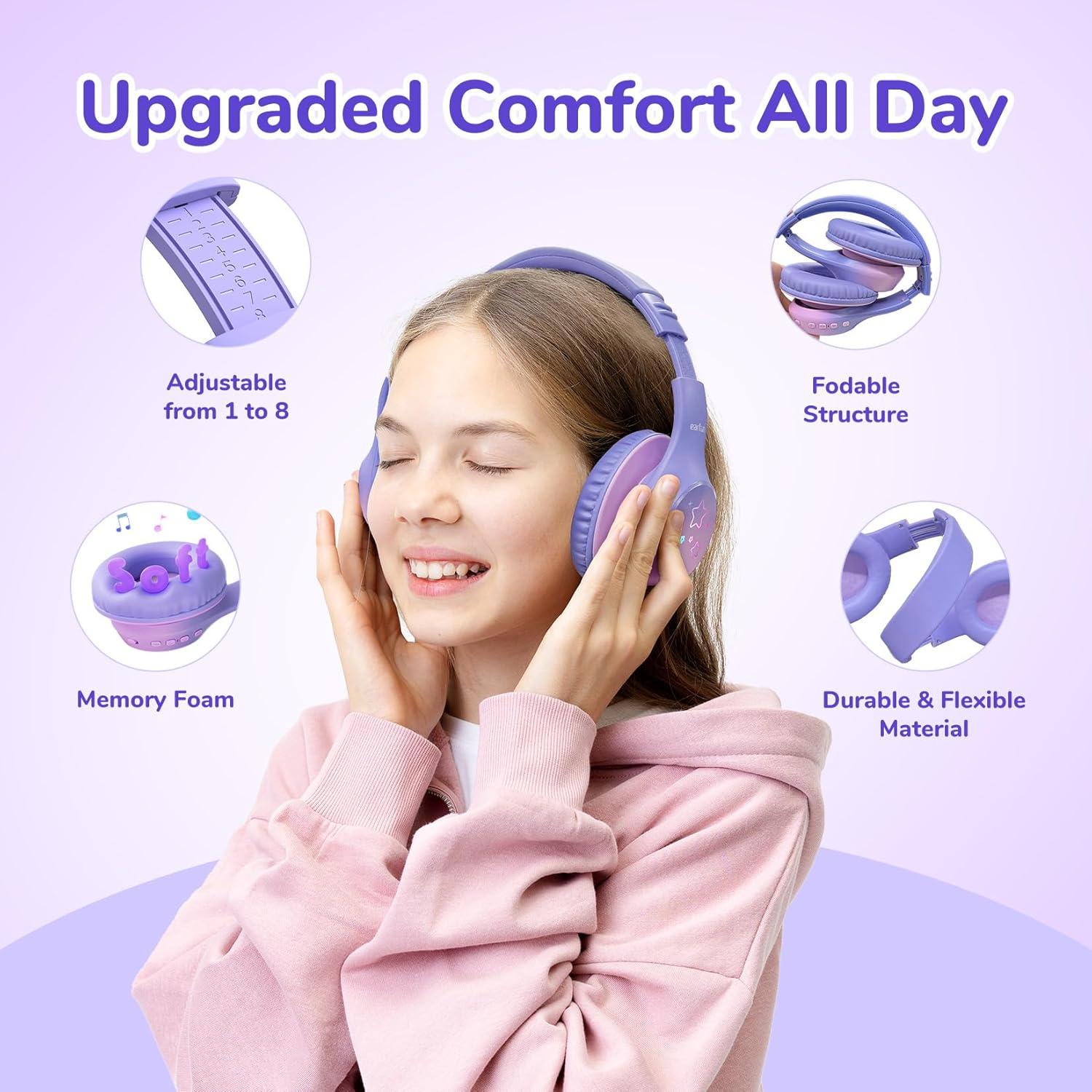 Auriculares Bluetooth EarFun K4 Niños Inalámbricos 90H Violeta