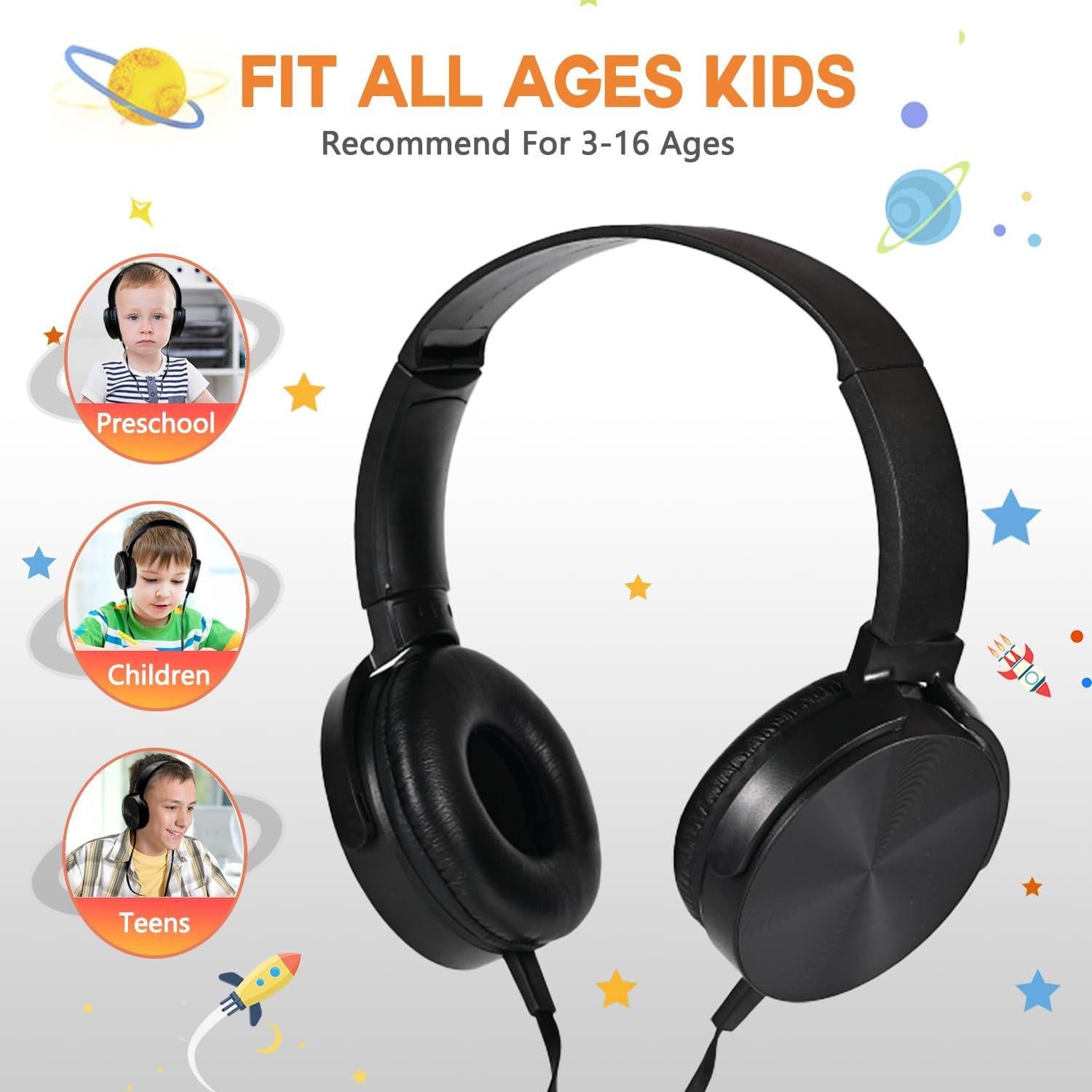 Auriculares para Niños Wensdo HY450 - Paquete de 6 Negros