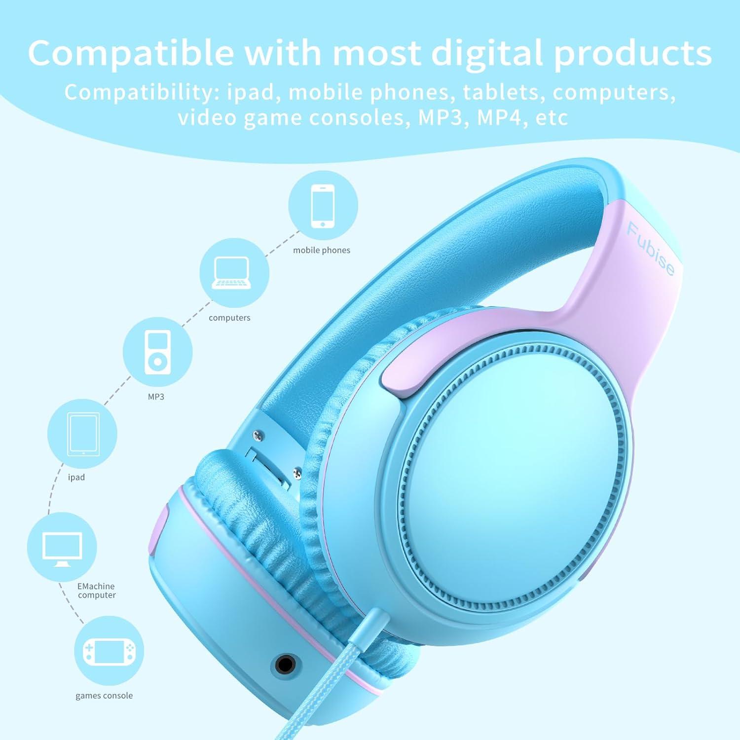 Auriculares para Niños Fubise con Micrófono y Limitador de Volumen