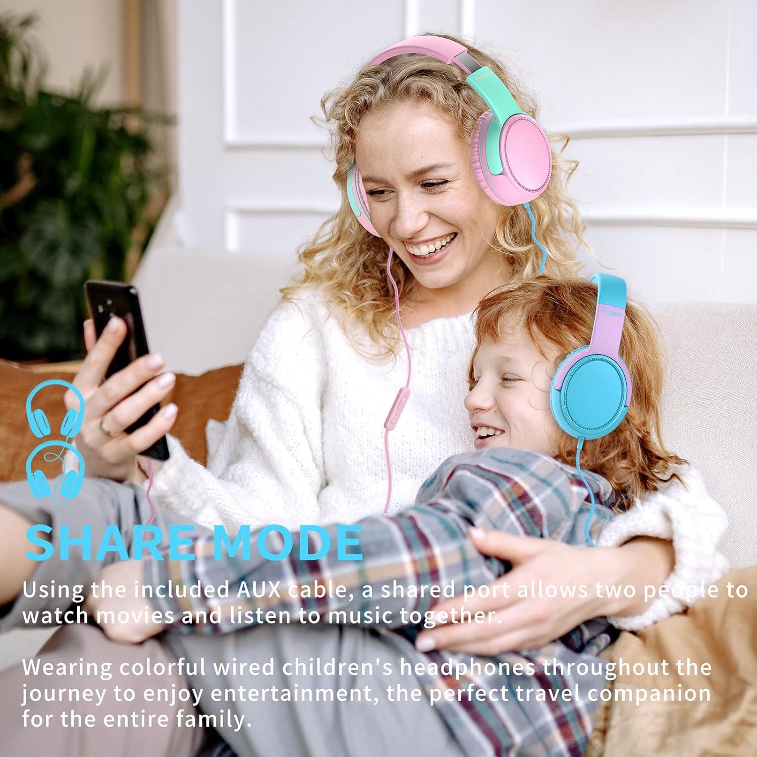 Auriculares para Niños Fubise con Micrófono y Limitador de Volumen