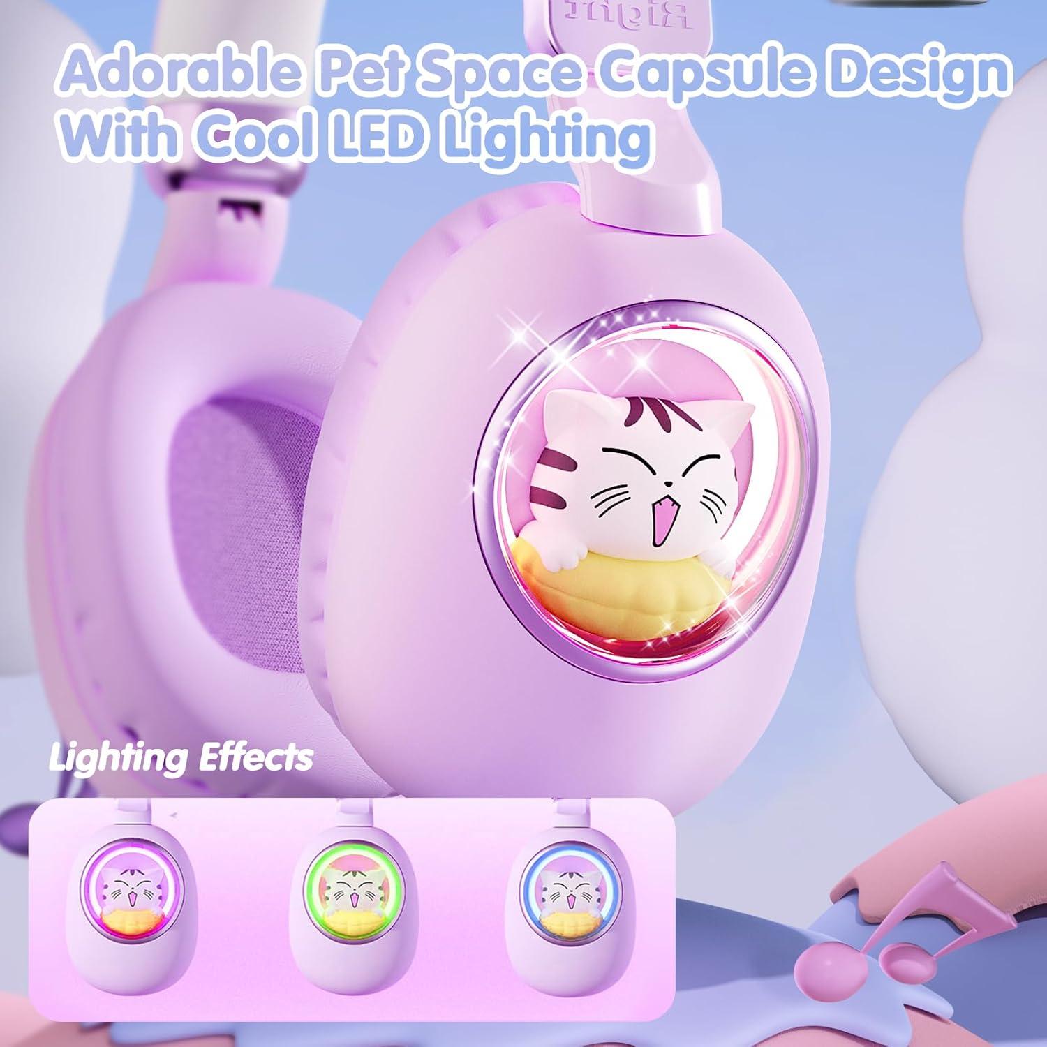 Auriculares Bluetooth 5.4 Esonstyle S21 Niños Púrpura 85dB