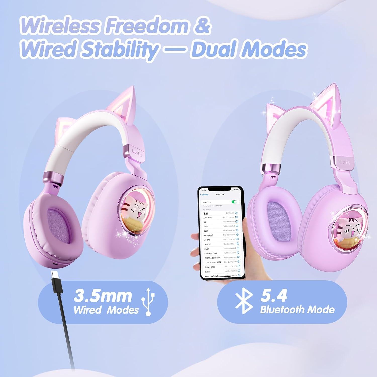 Auriculares Bluetooth 5.4 Esonstyle S21 Niños Púrpura 85dB
