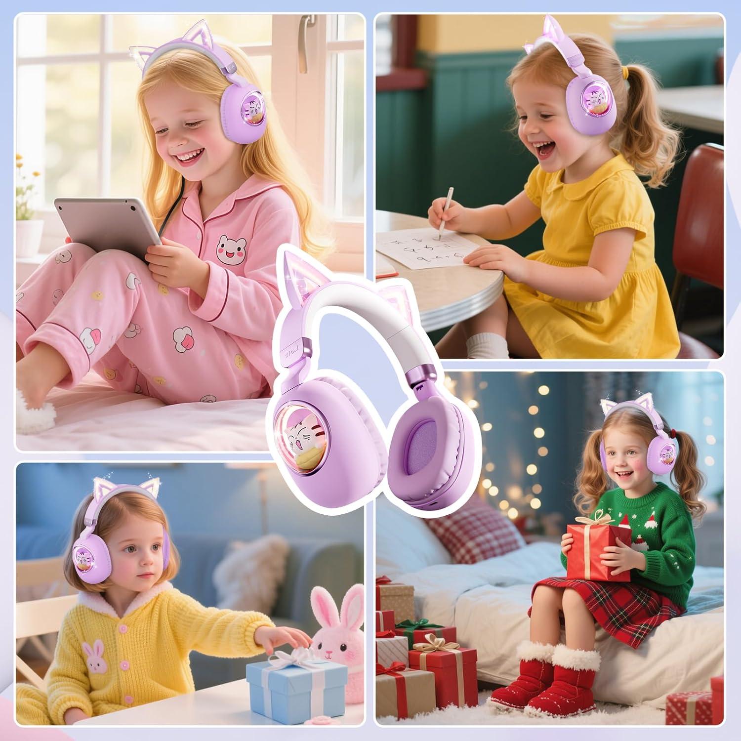 Auriculares Bluetooth 5.4 Esonstyle S21 Niños Púrpura 85dB