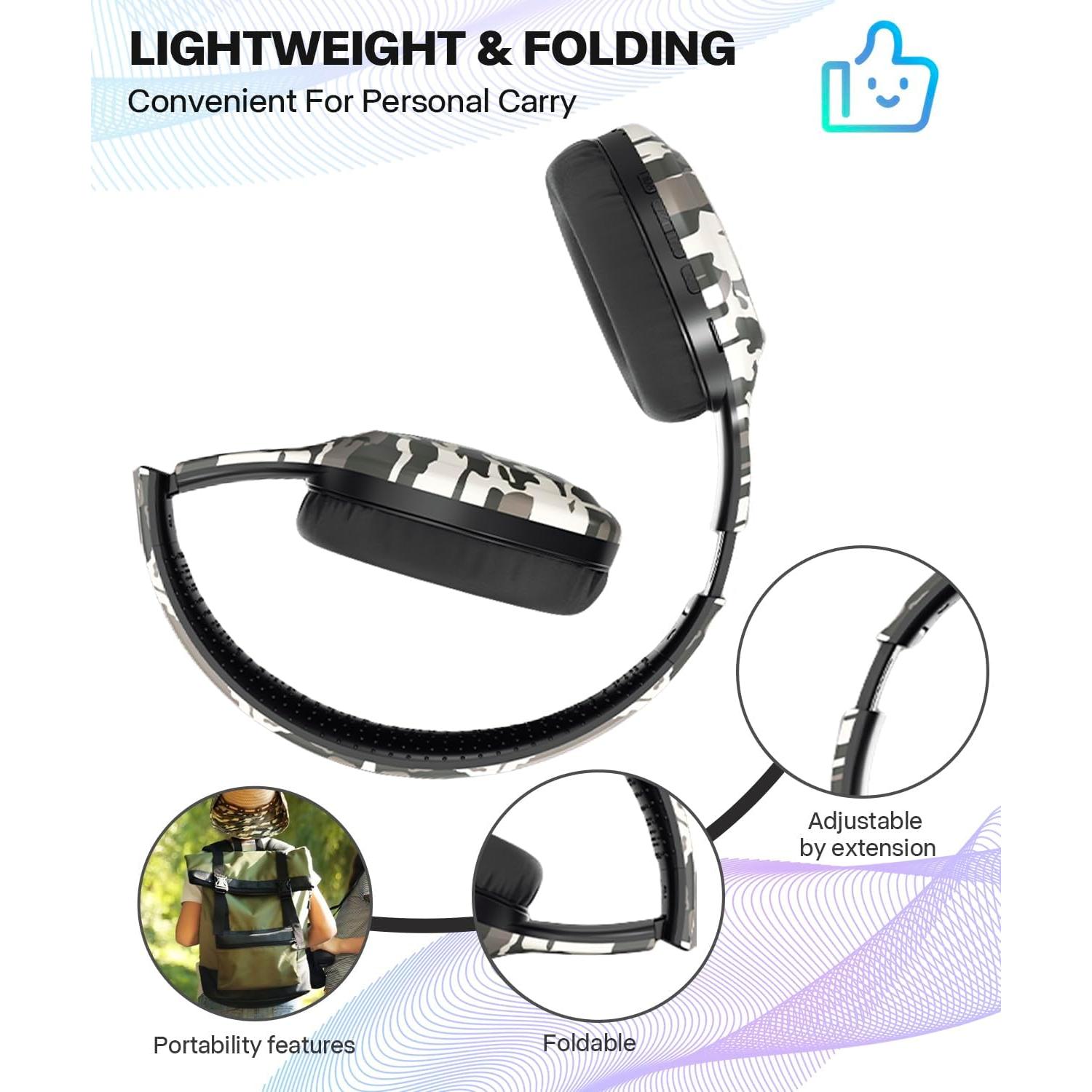 Auriculares Bluetooth 5.3 KDH-DR para Niños Plegables Gris