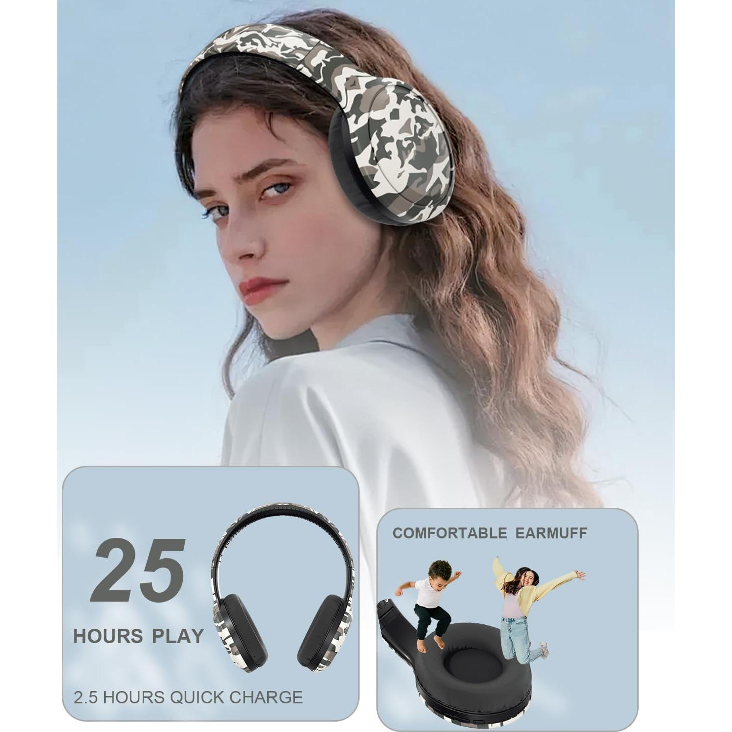 Auriculares Bluetooth 5.3 KDH-DR para Niños Plegables Gris