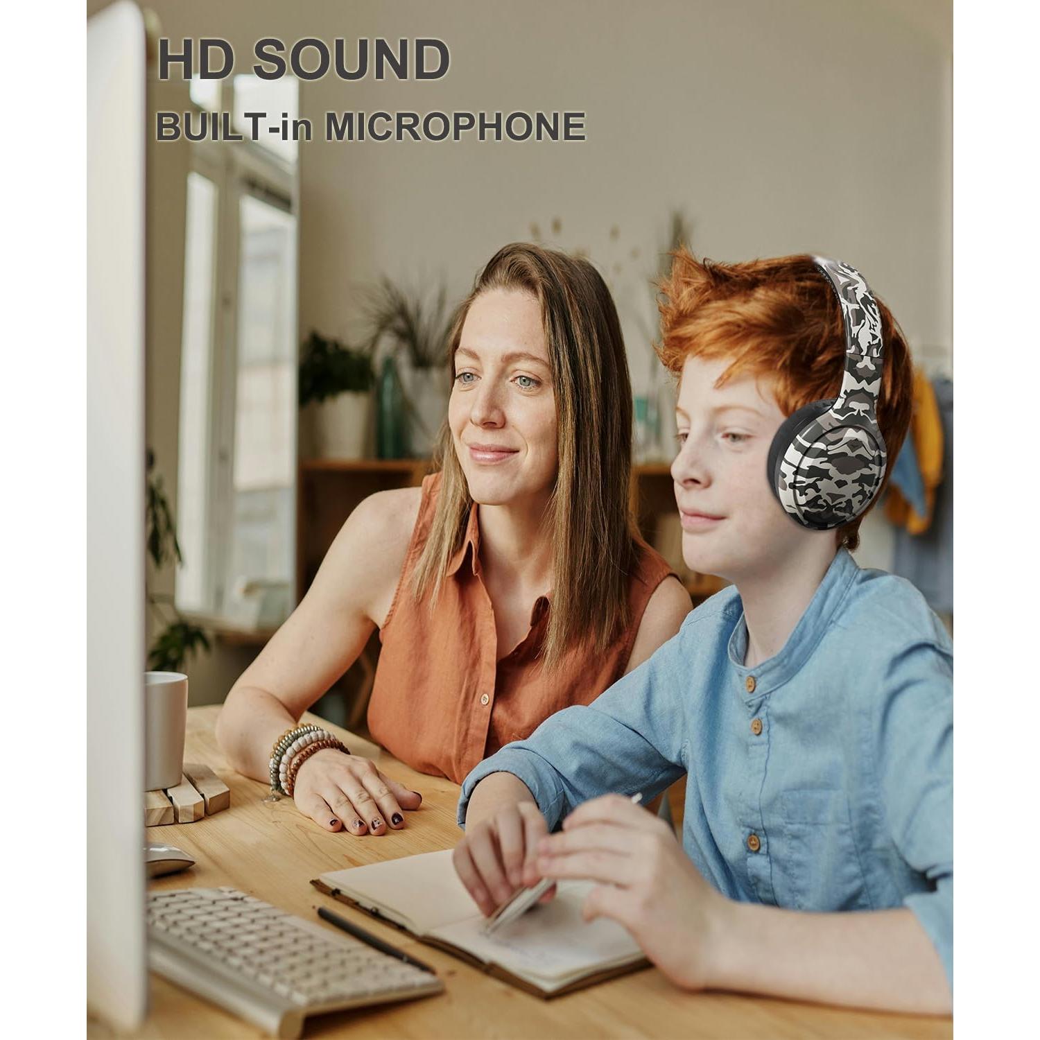 Auriculares Bluetooth 5.3 KDH-DR para Niños Plegables Gris