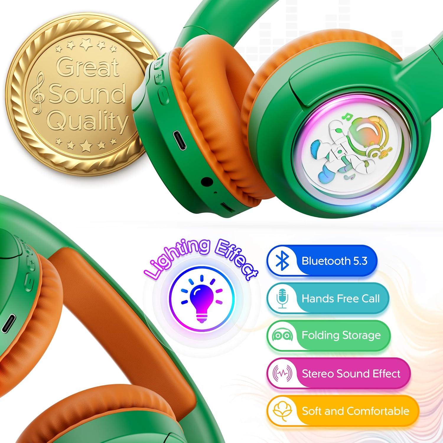 Auriculares Bluetooth Contixo KB6 Niños Verde 85dB Plegables