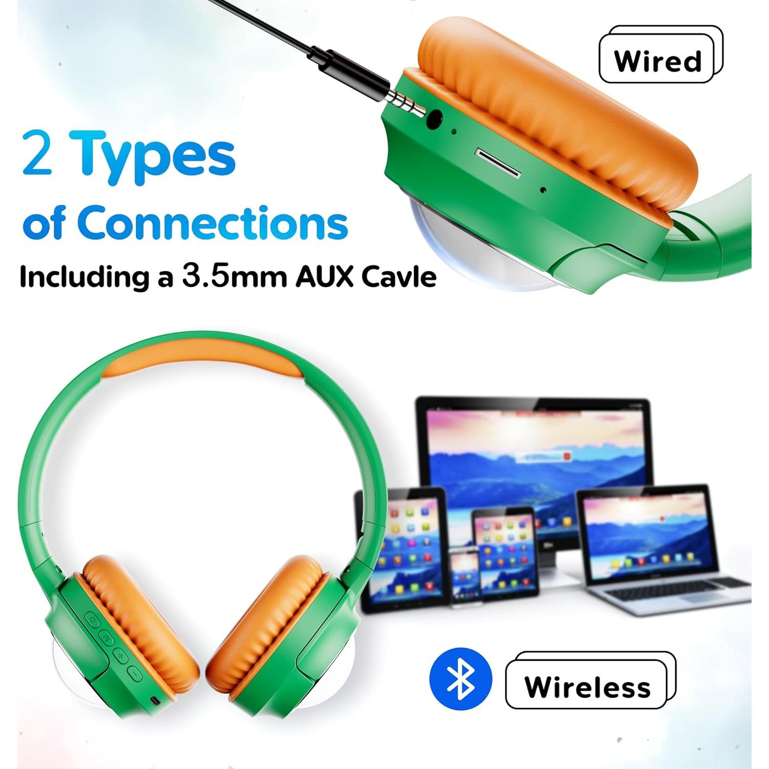 Auriculares Bluetooth Contixo KB6 Niños Verde 85dB Plegables