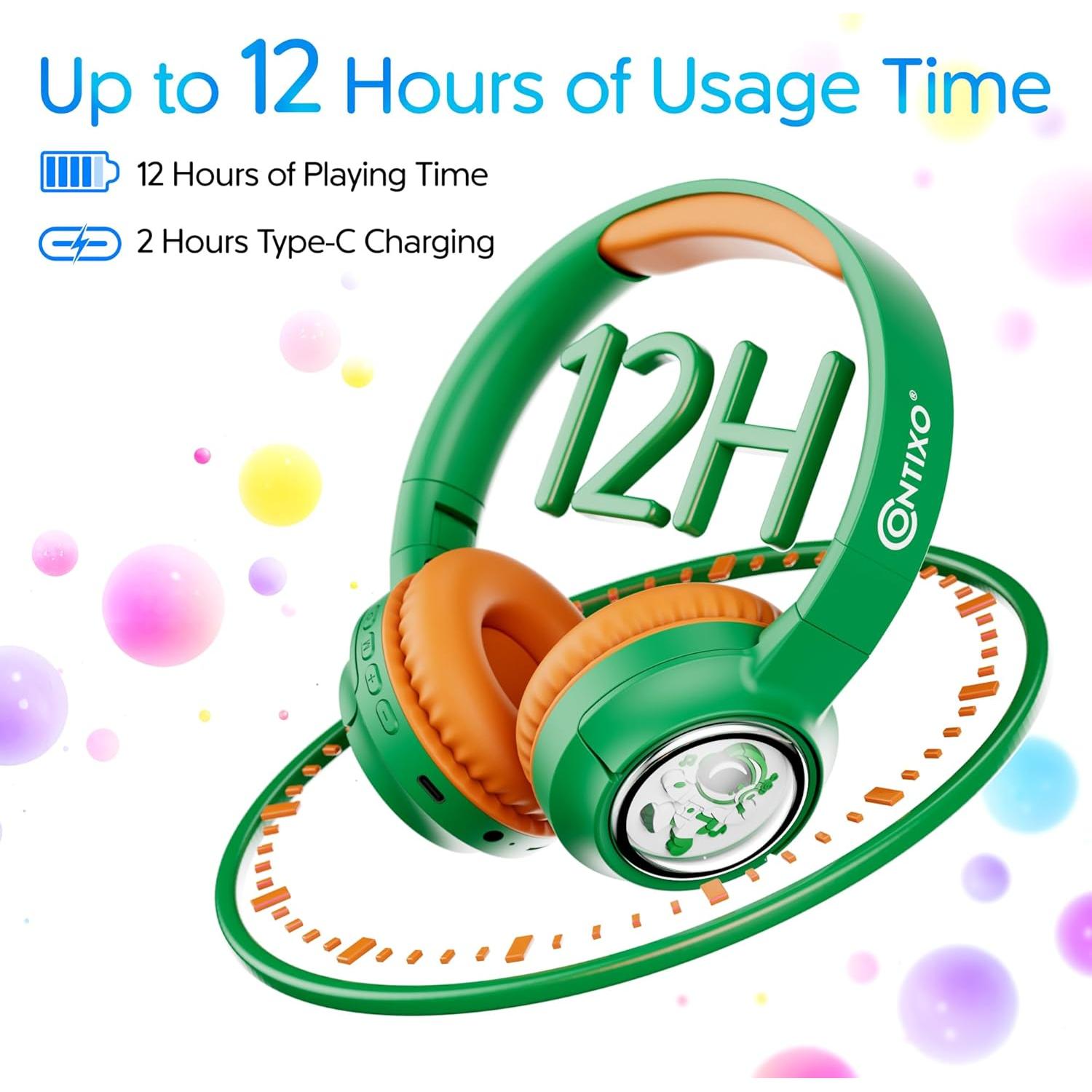 Auriculares Bluetooth Contixo KB6 Niños Verde 85dB Plegables