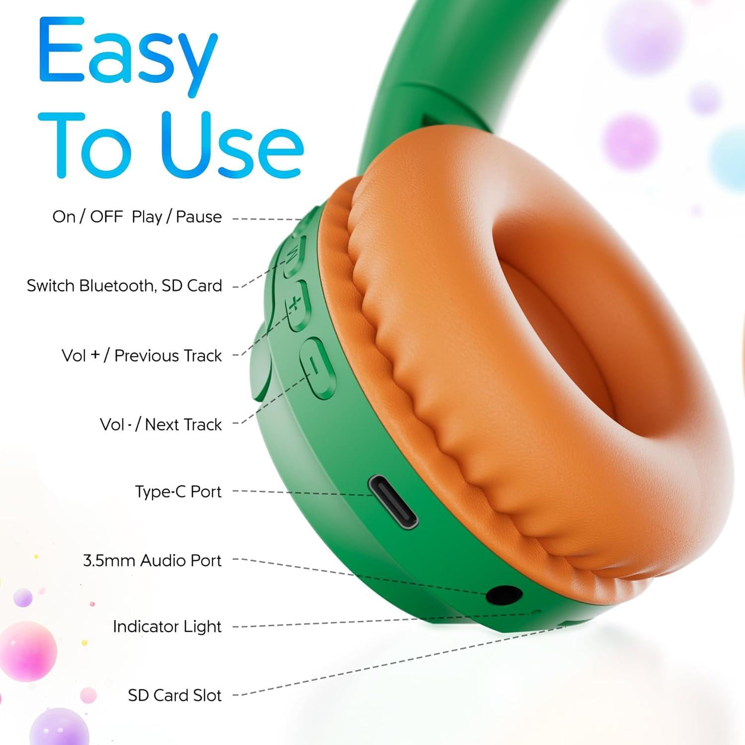 Auriculares Bluetooth Contixo KB6 Niños Verde 85dB Plegables