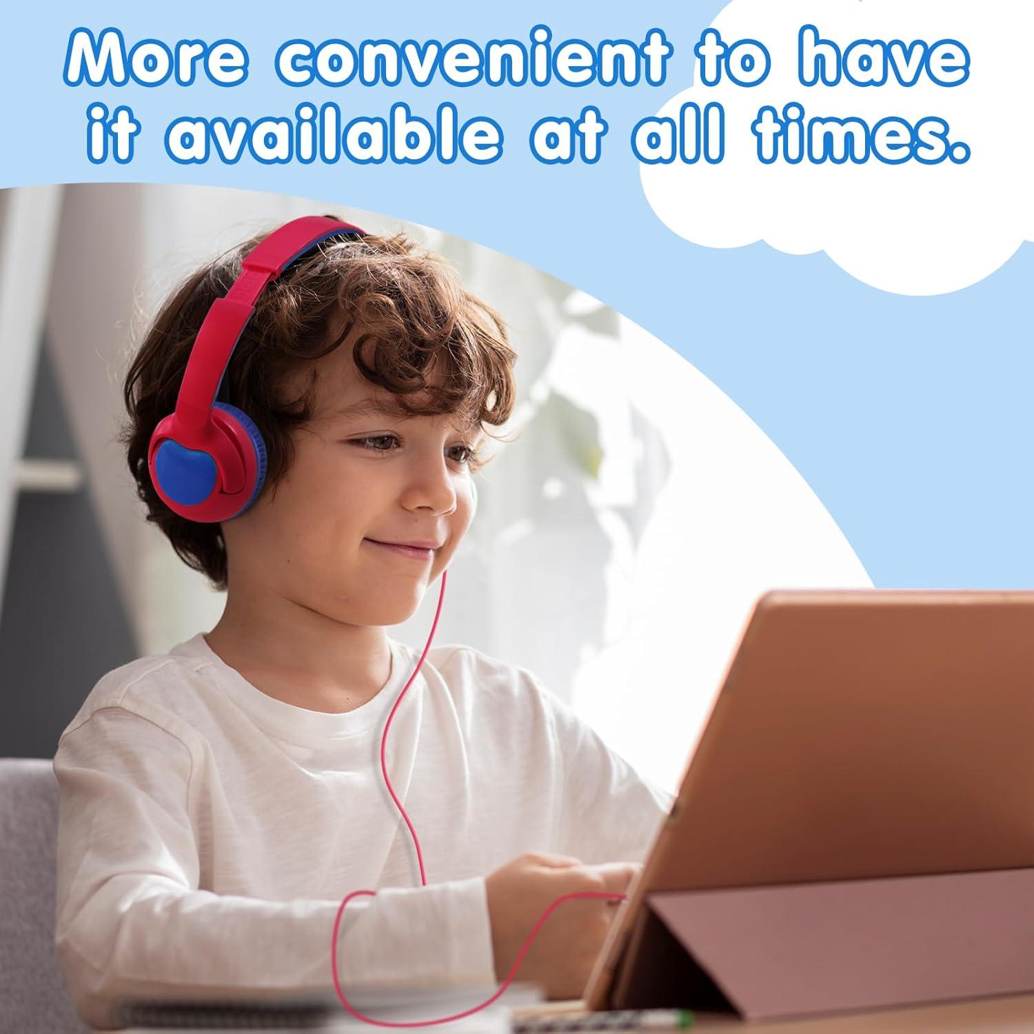 Auriculares con cable ZIHNIC WH-R2 para niños, 85dB, rojo