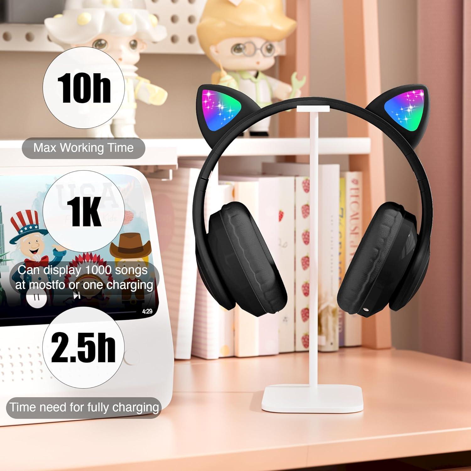 Auriculares Bluetooth KERHAND para Niños con Orejas de Gato